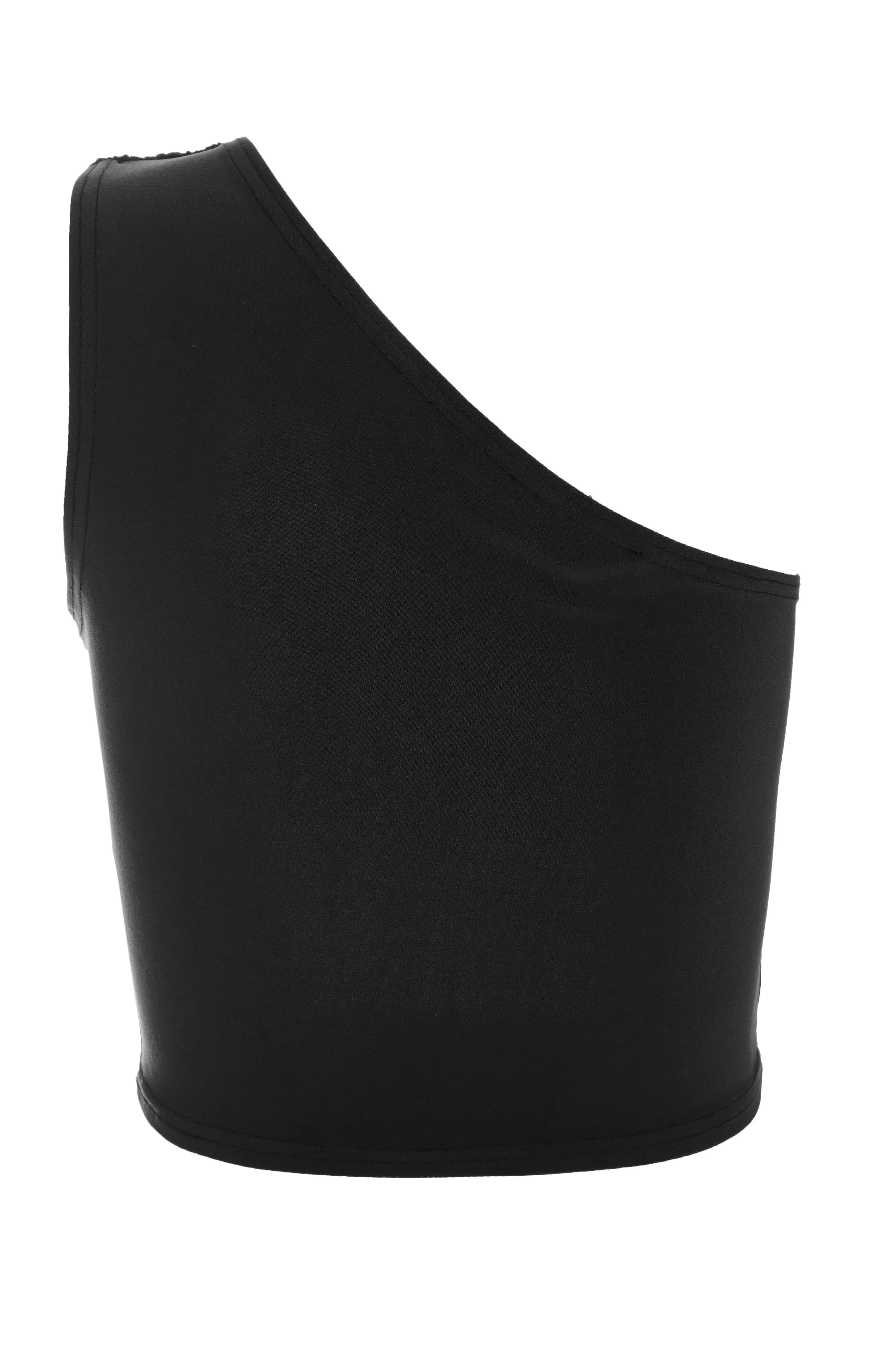 Black One Shoulder Crop Top