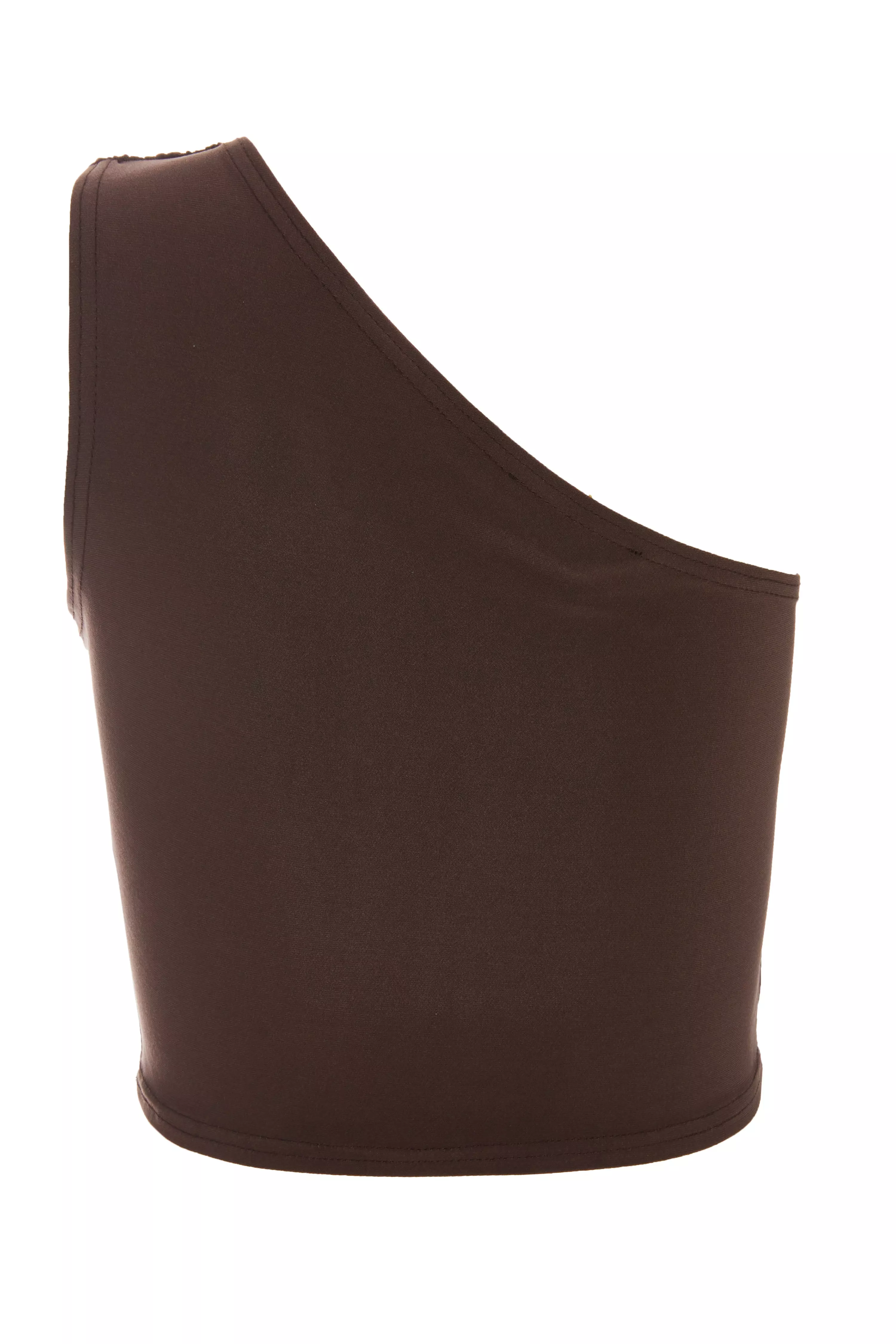 Brown One Shoulder Crop Top