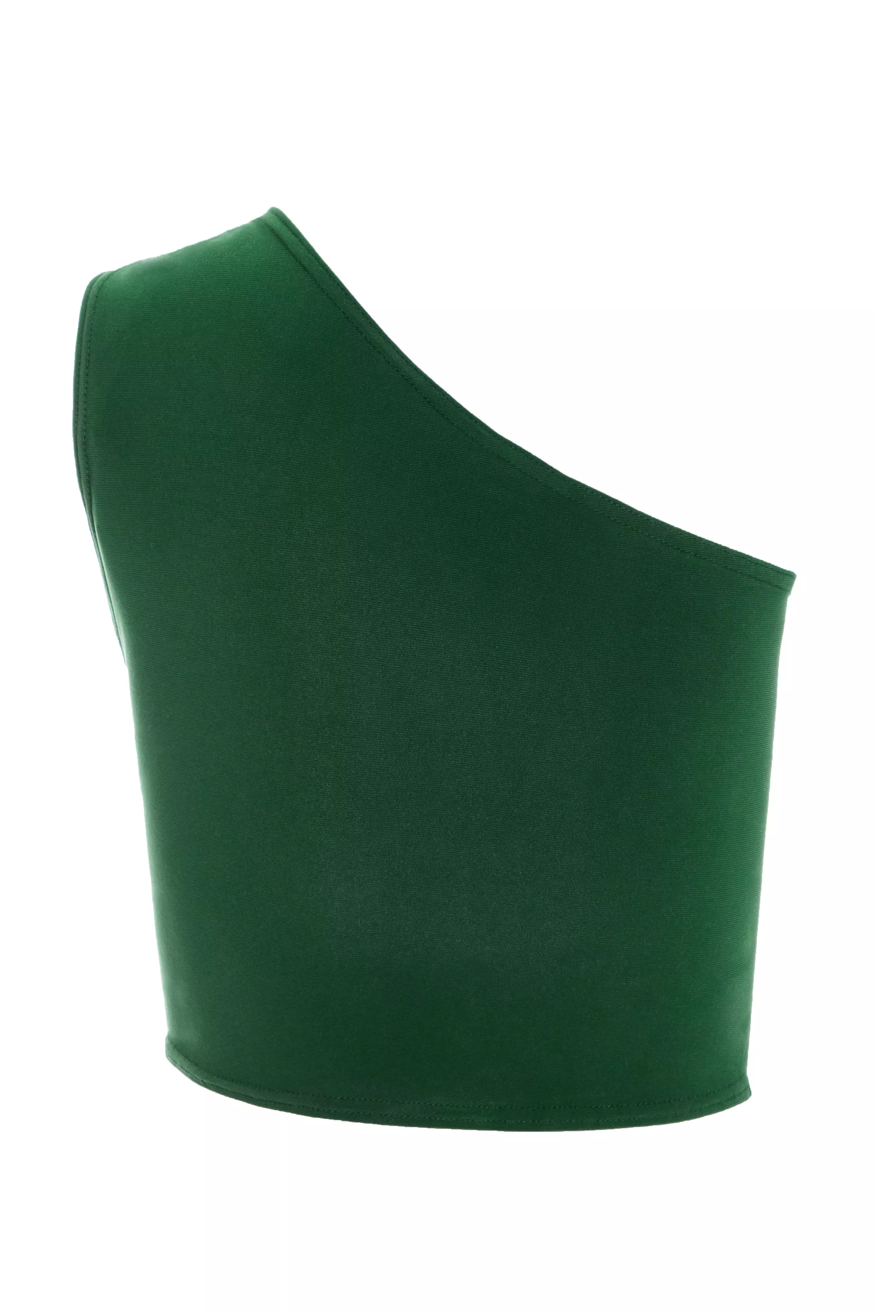 Bottle Green One Shoulder Crop Top