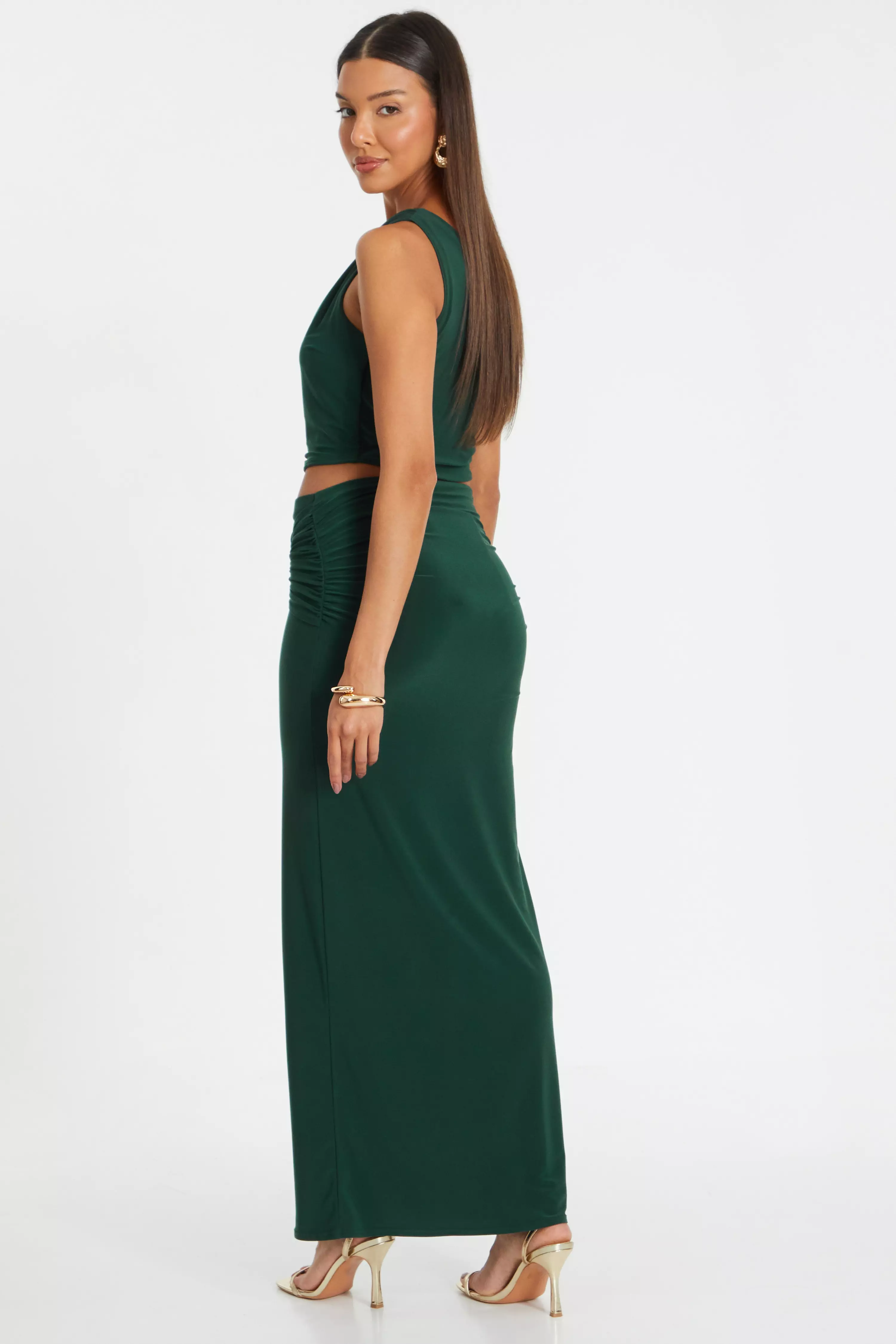 Bottle Green Maxi Skirt