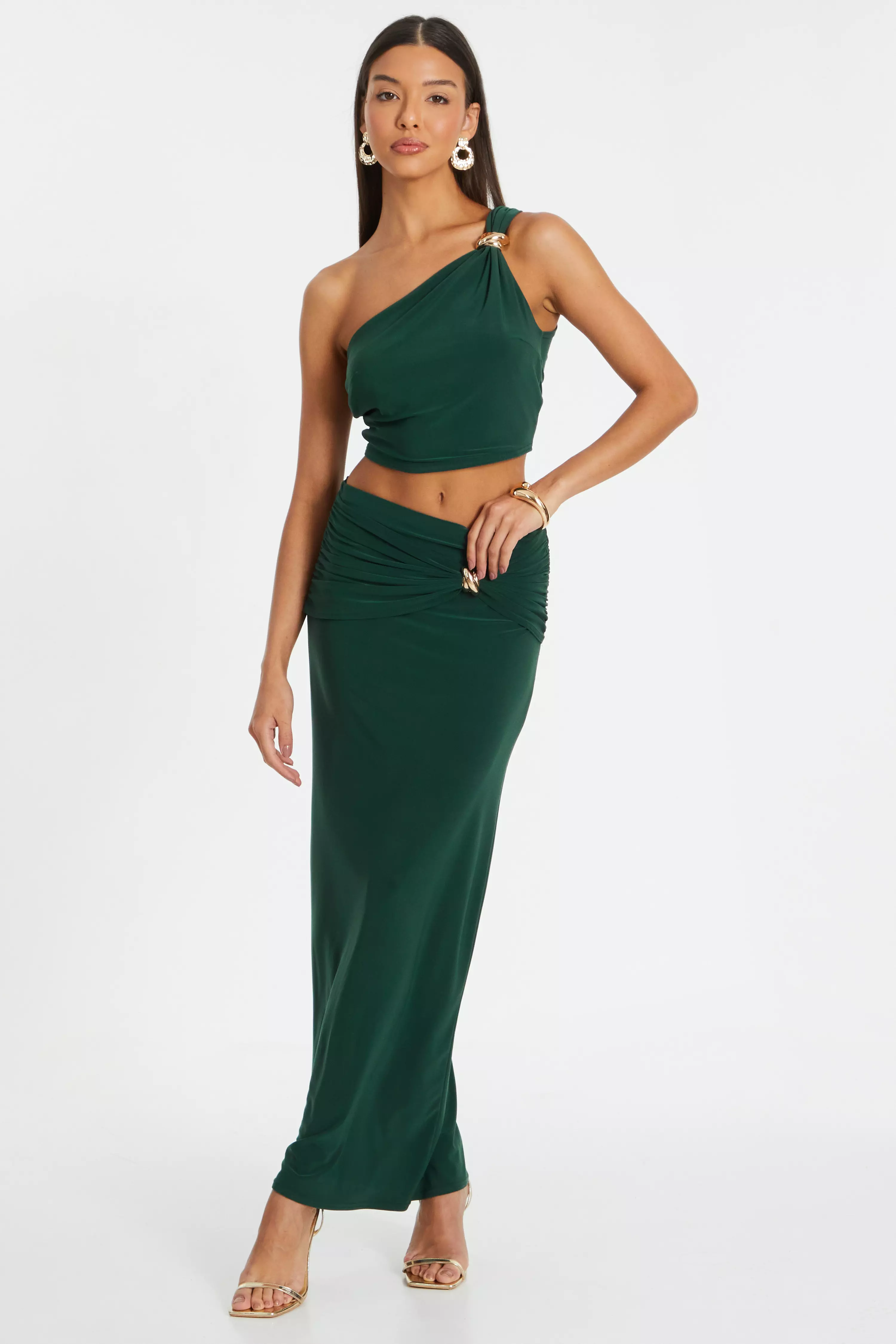 Bottle Green Maxi Skirt