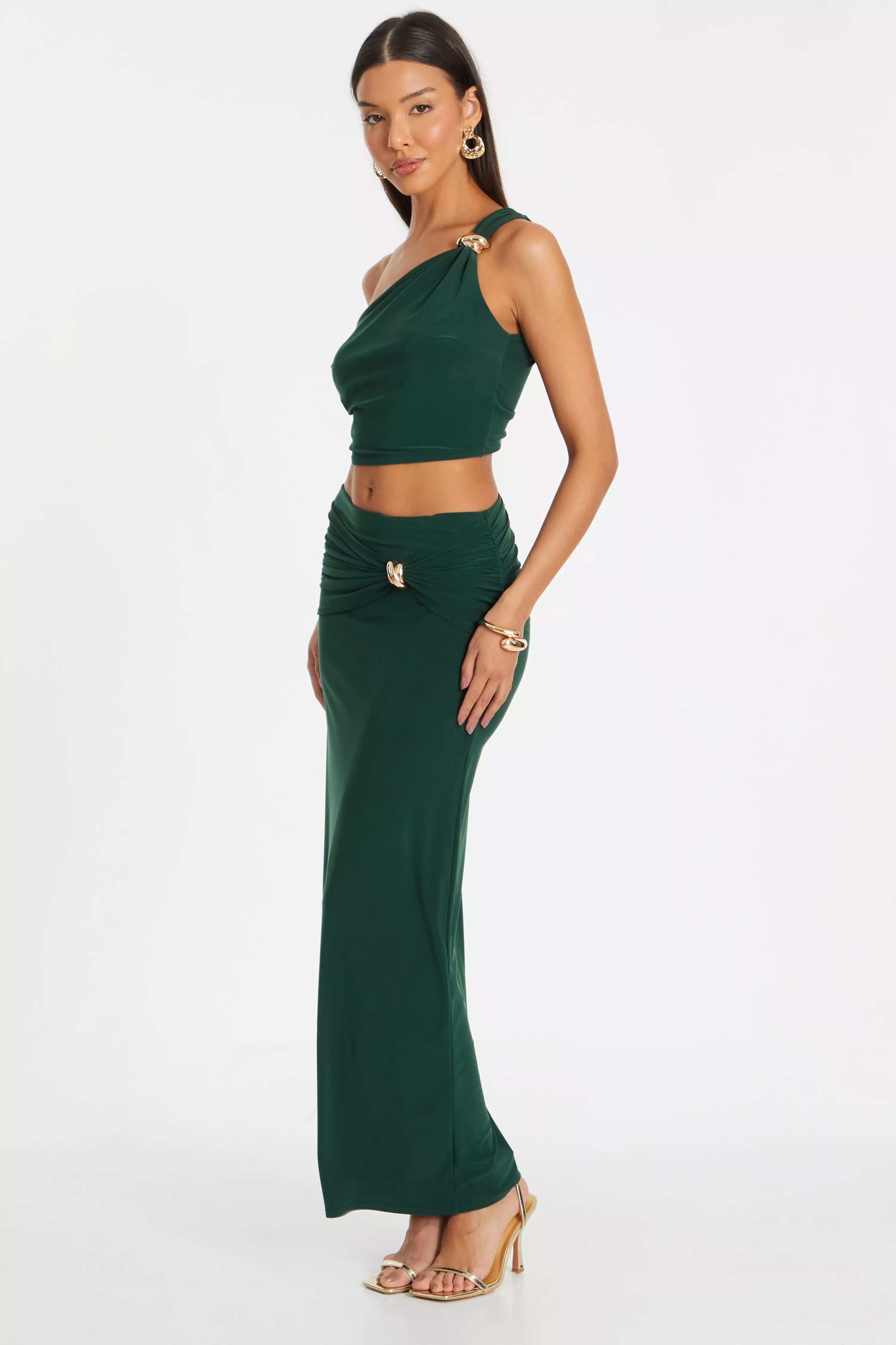 Bottle Green Maxi Skirt