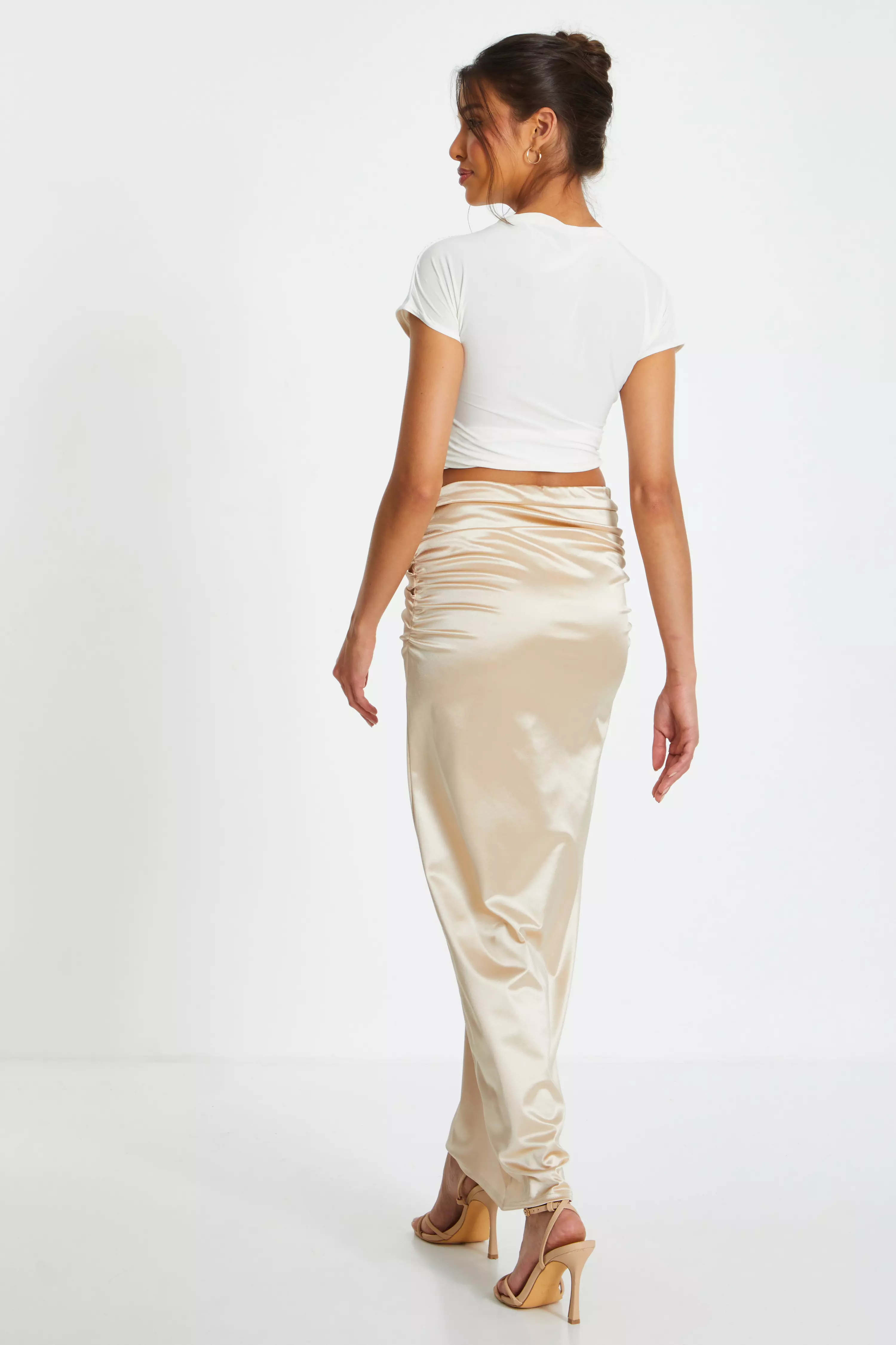 Champagne Satin Maxi Skirt