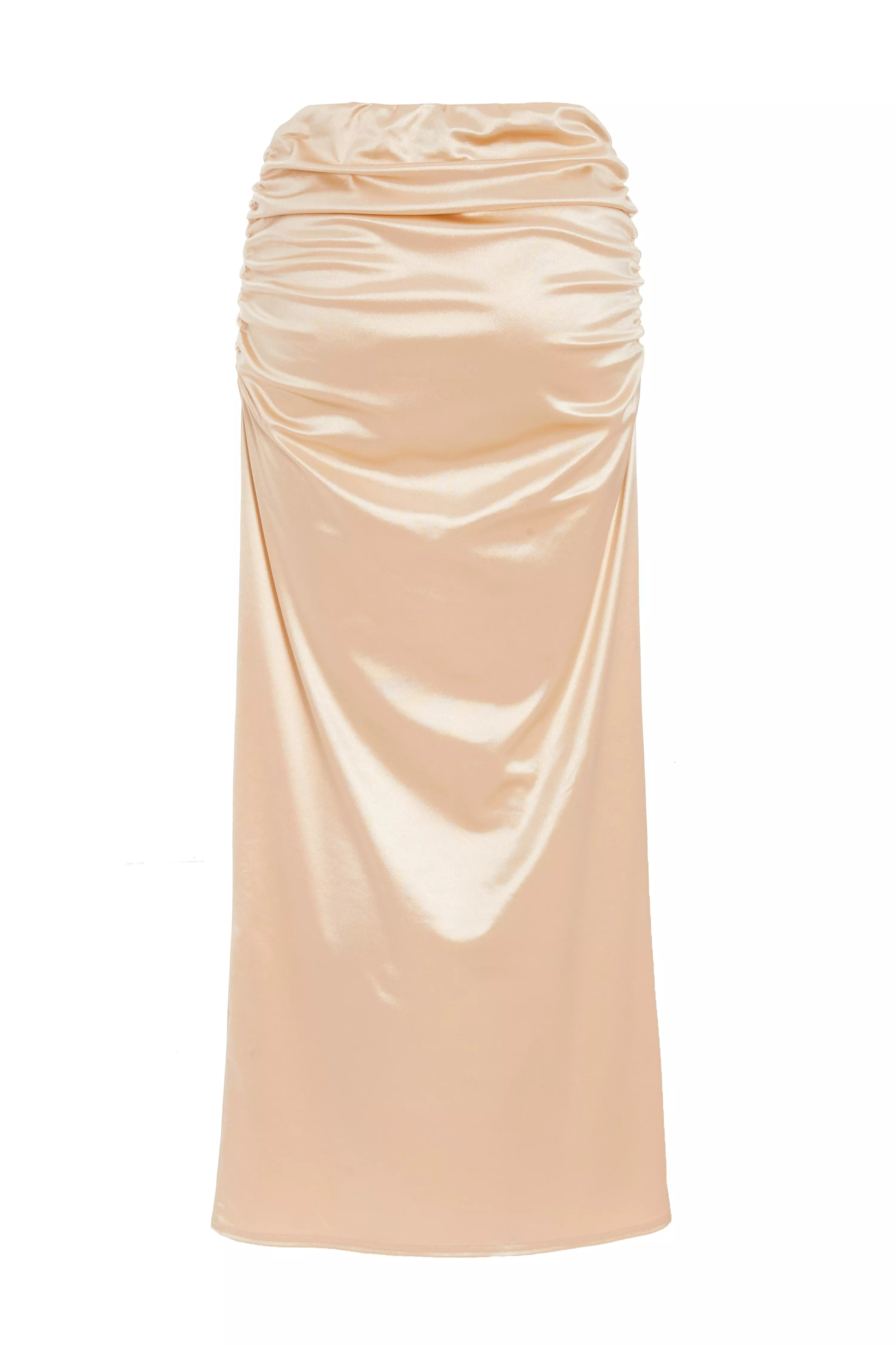 Champagne Satin Maxi Skirt