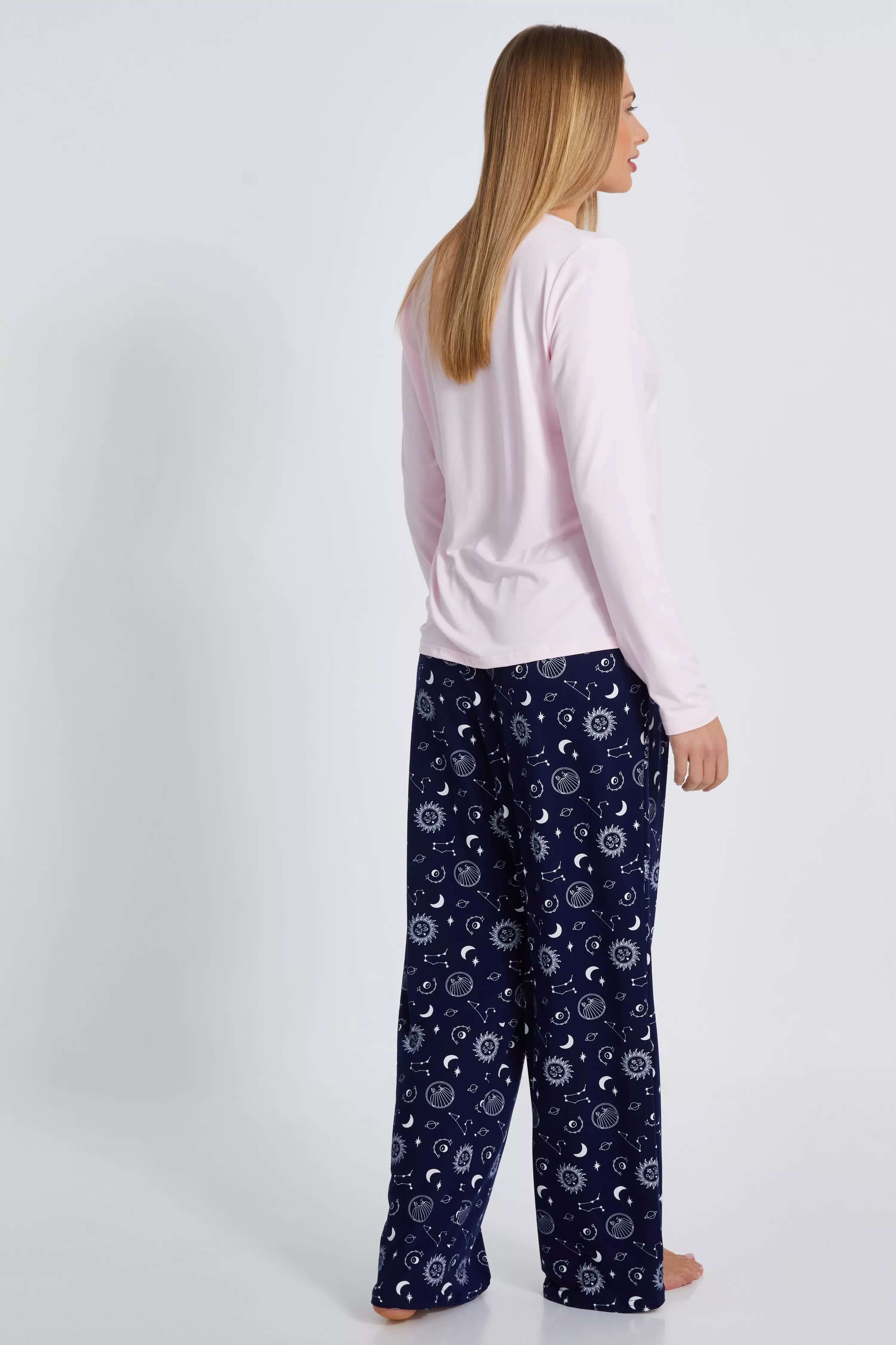 Pink Star Print Long Pyjama Set