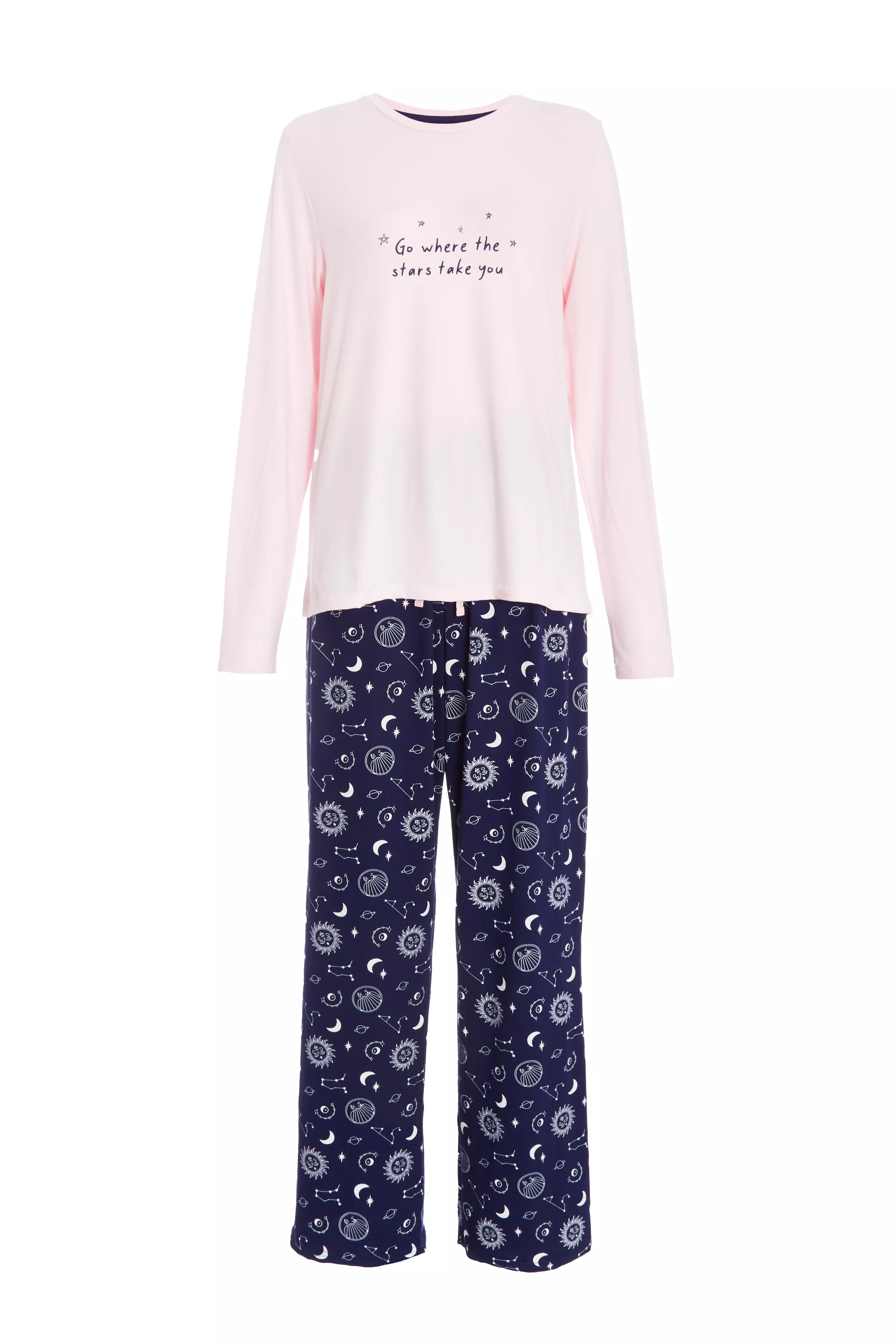 Pink Star Print Long Pyjama Set