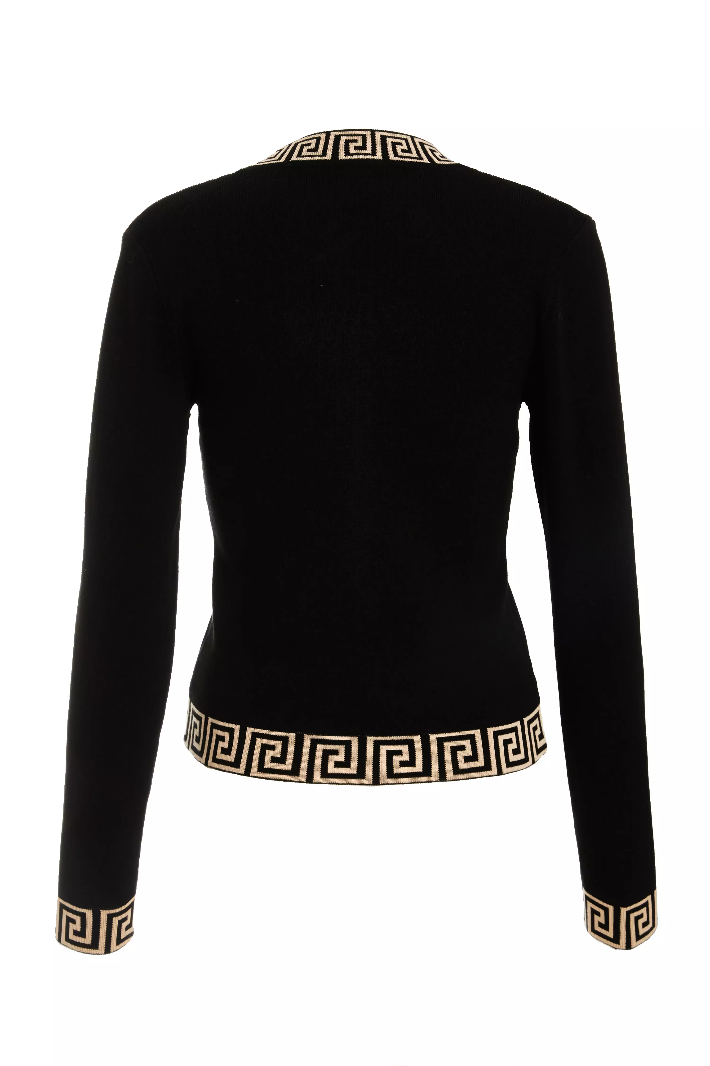 Black Knitted Geometric Trim Jumper