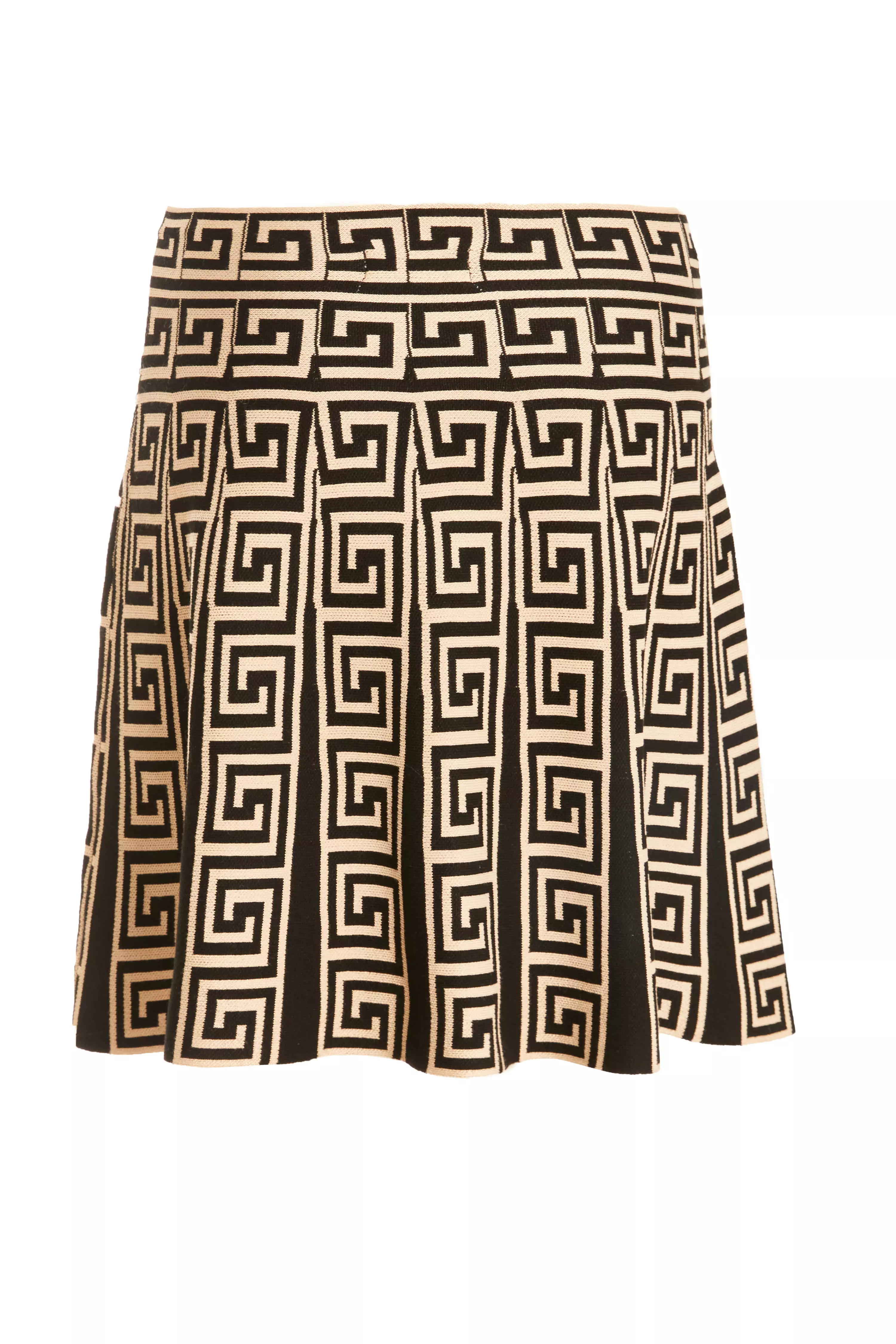 Black Knitted Geometric Mini Skirt