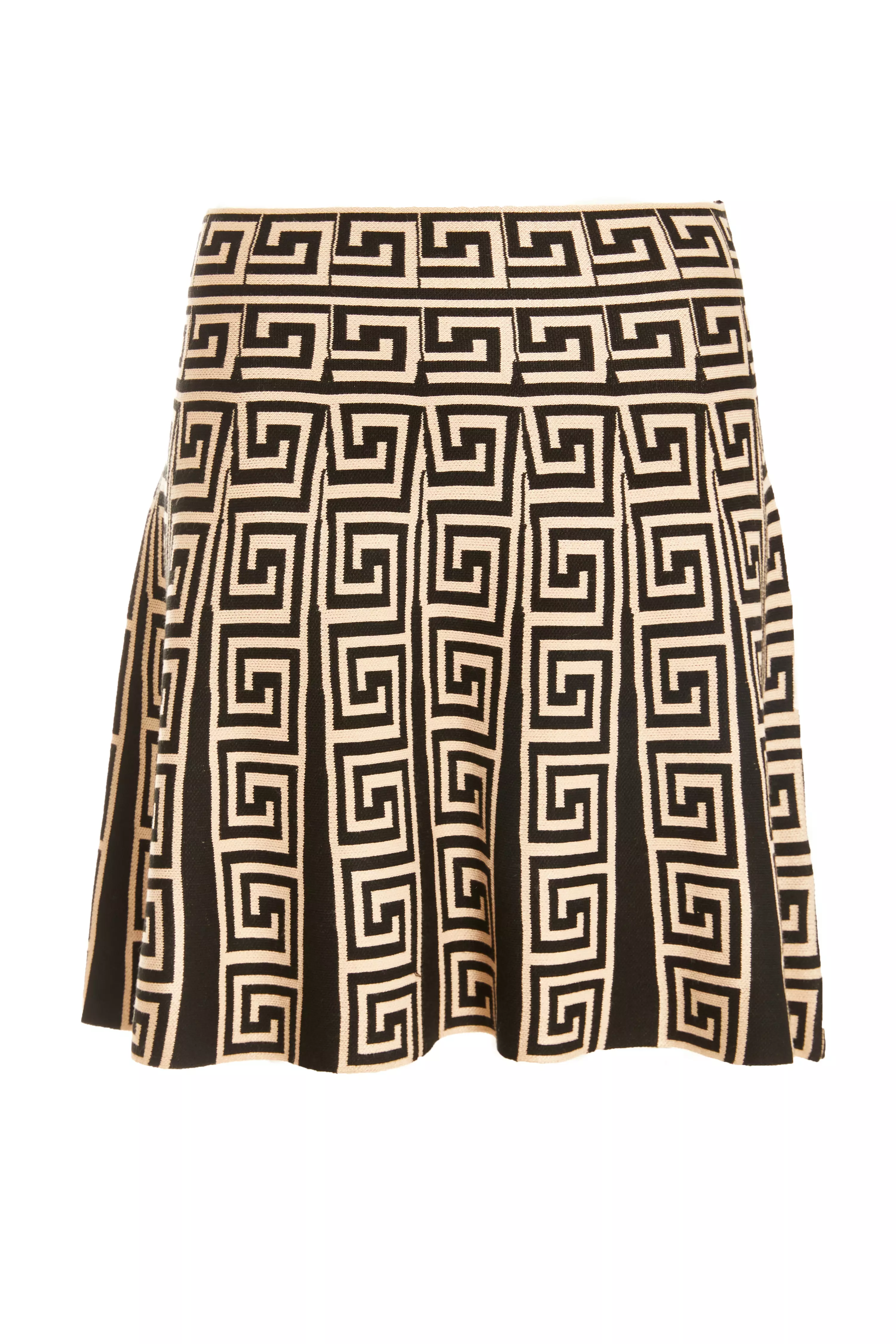 Black Knitted Geometric Mini Skirt