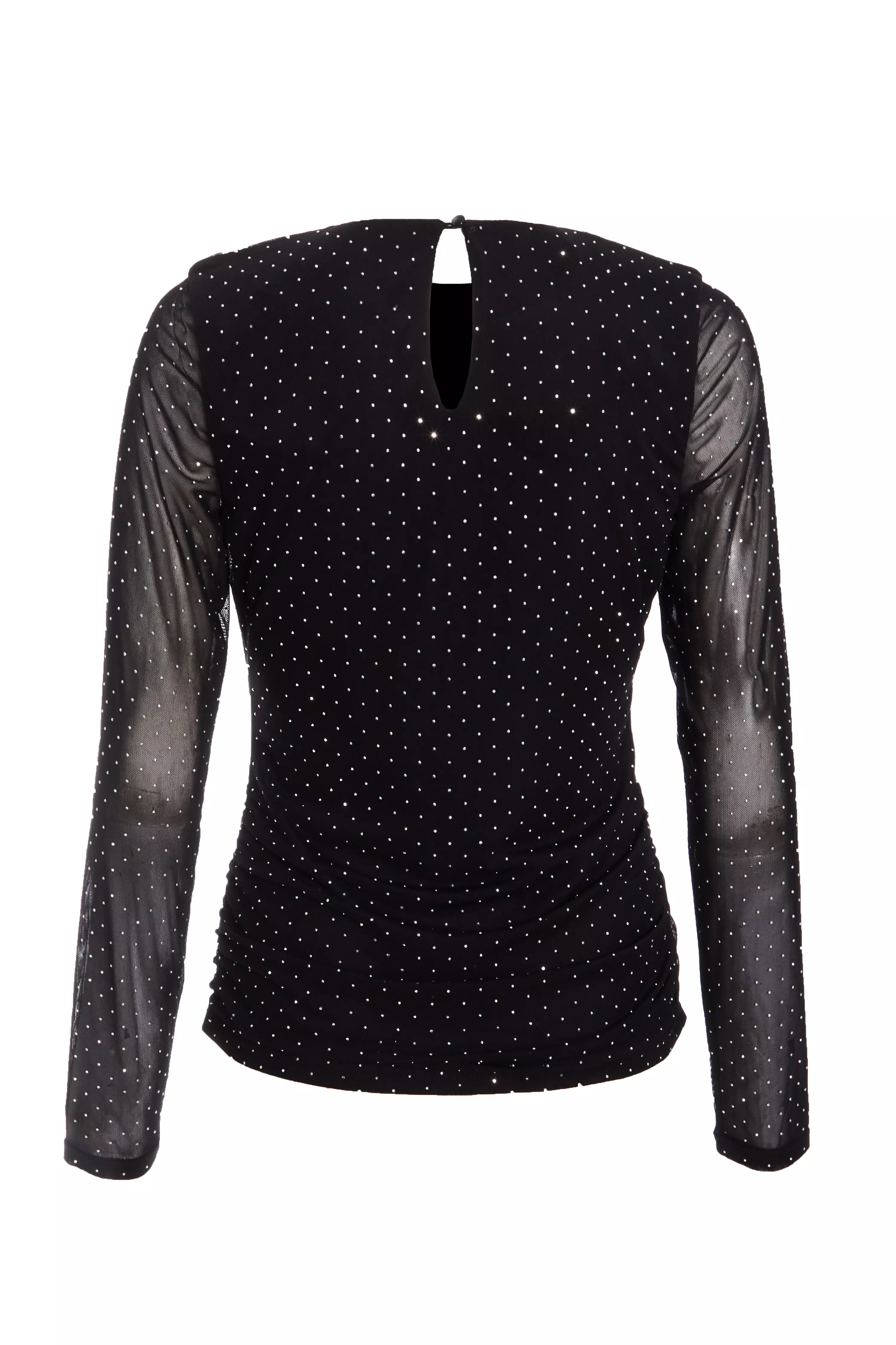 Black Mesh Stud Detail Top