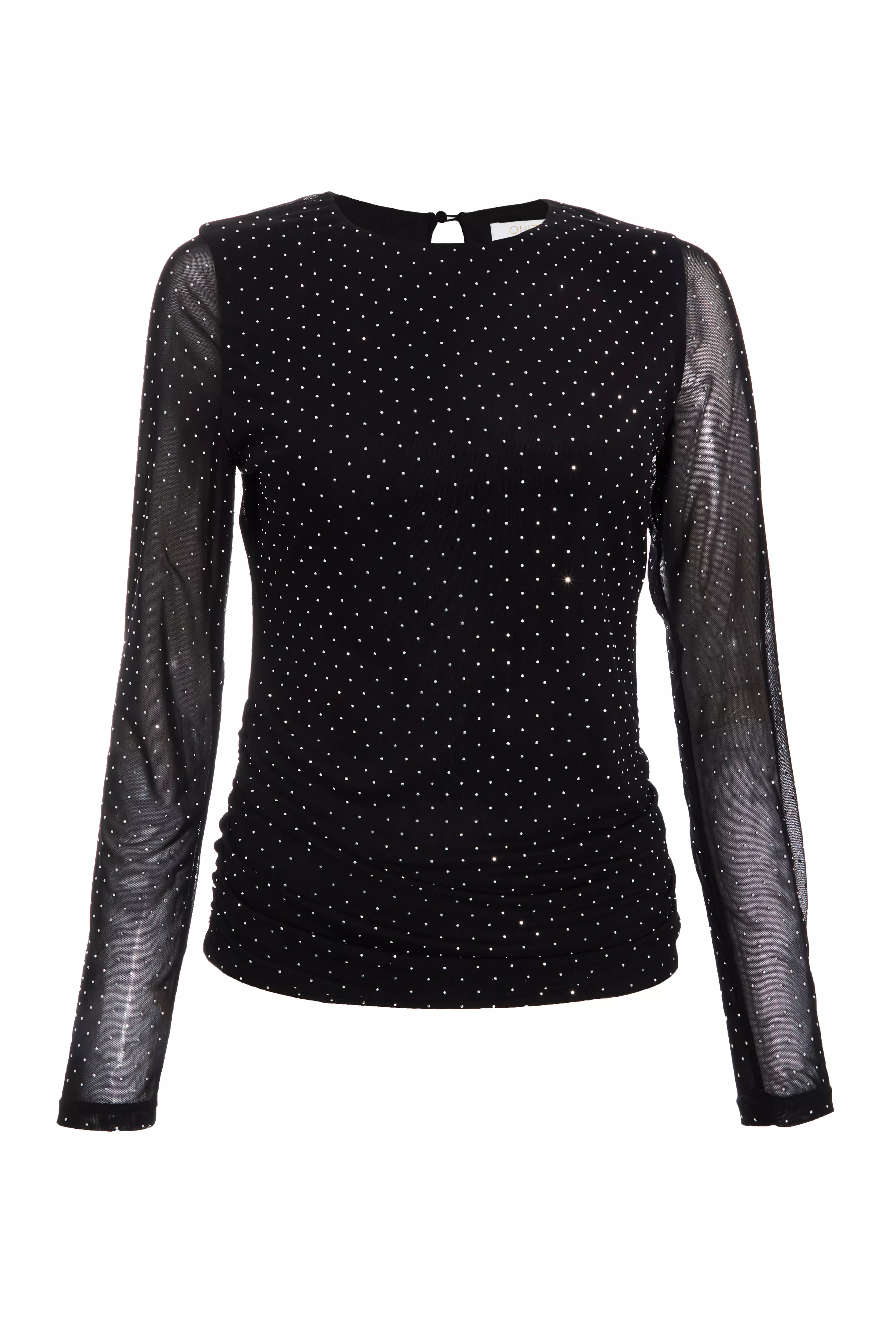 Black Mesh Stud Detail Top