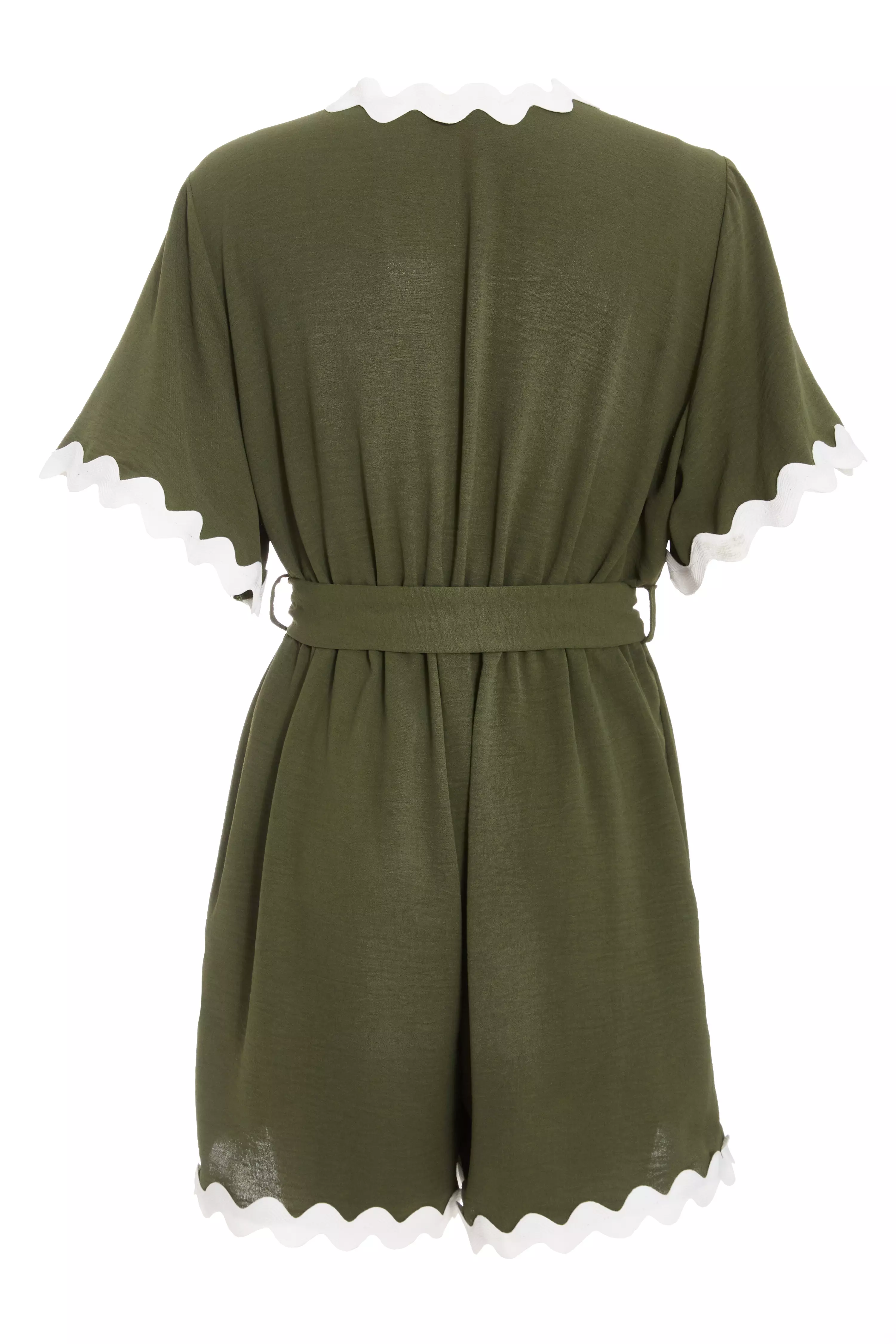 Khaki Wavy Trim Playsuit