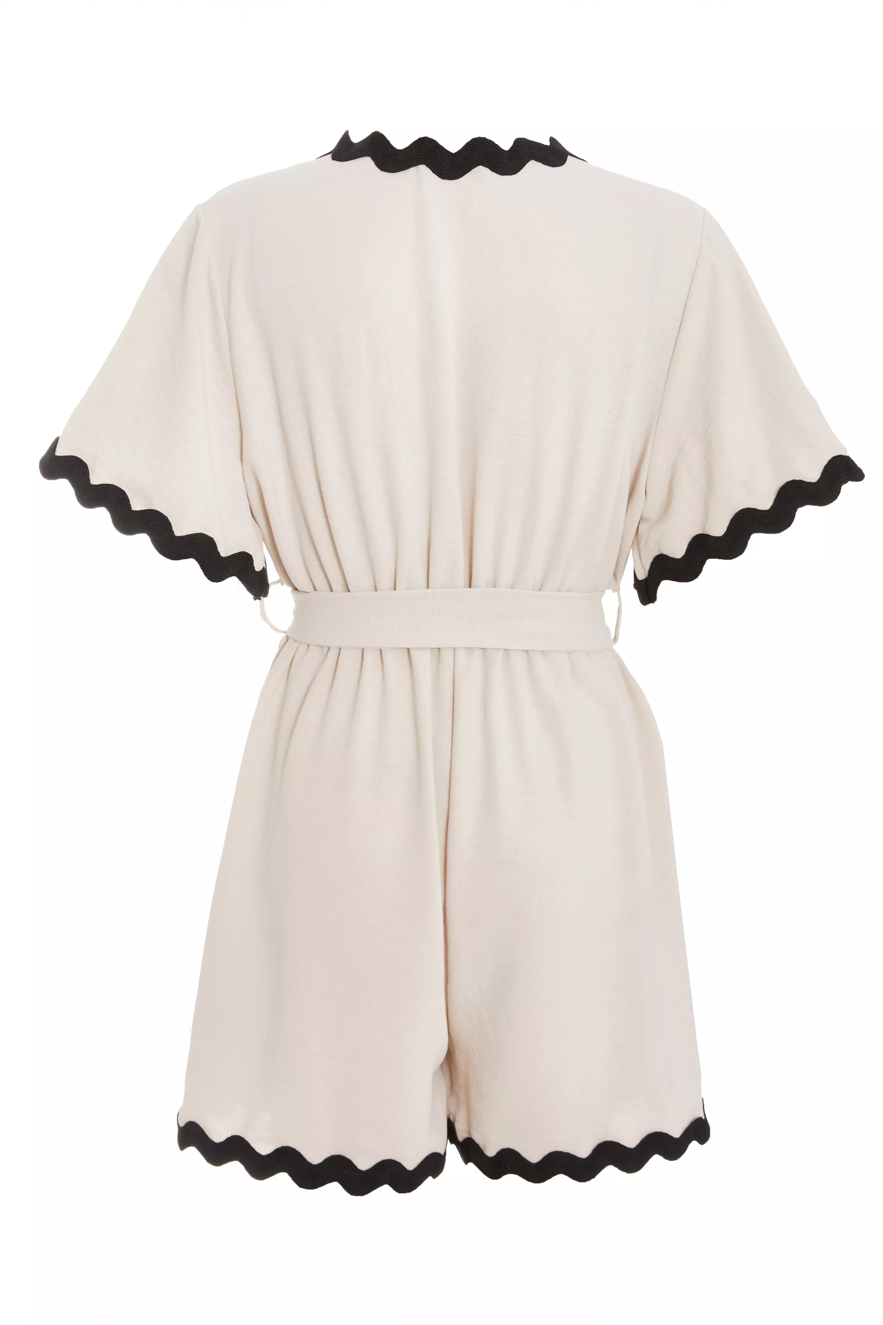 Stone Wavy Trim Playsuit