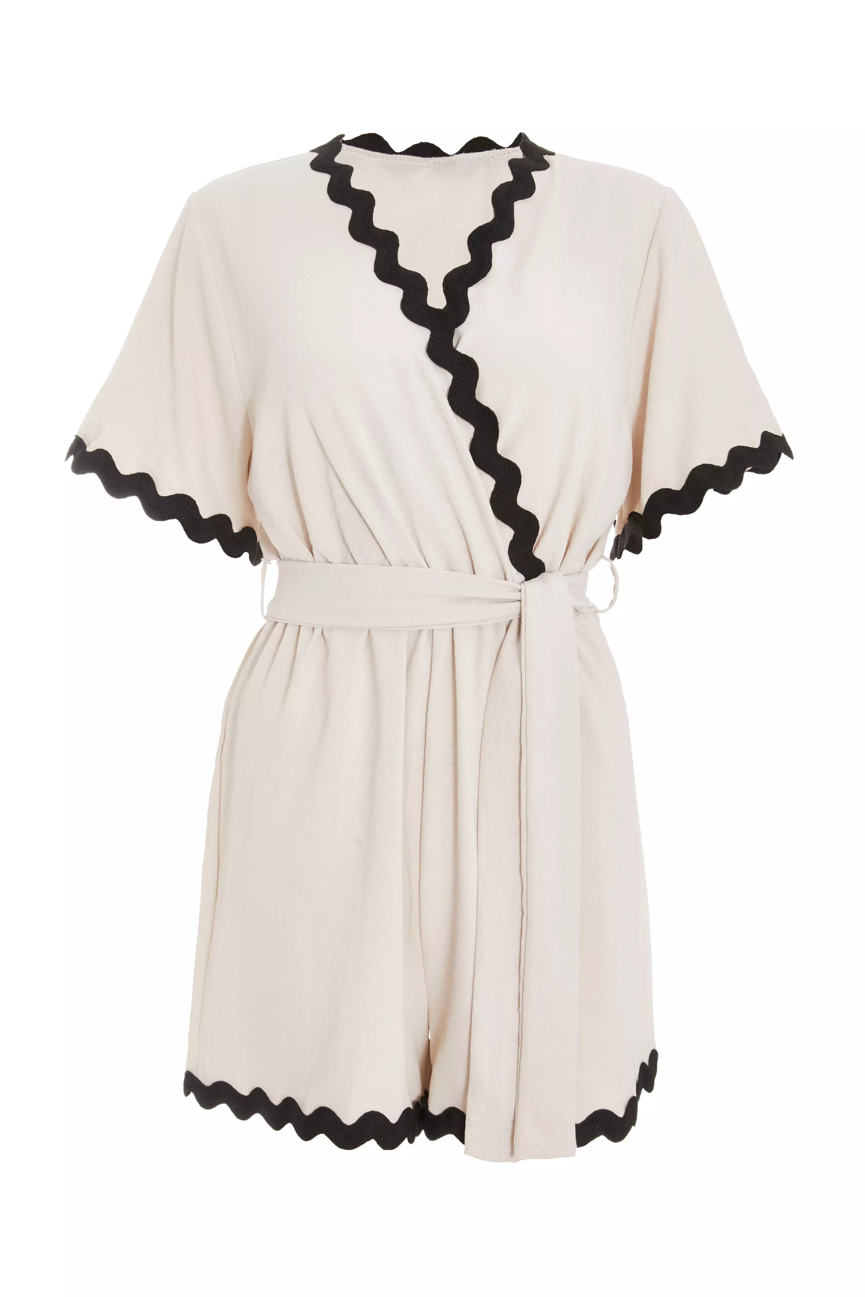 Stone Wavy Trim Playsuit