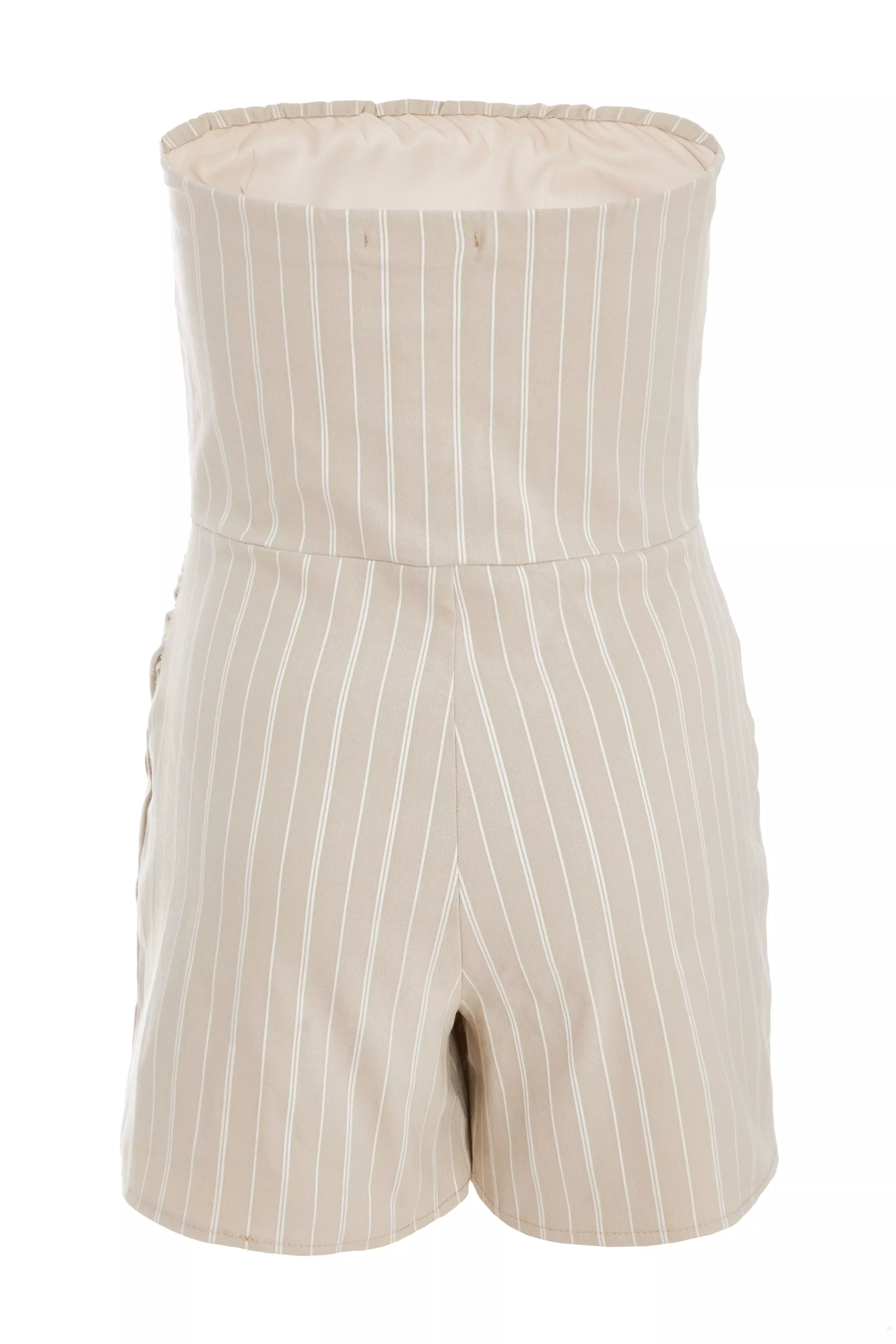 Stone Pinstripe Bandeau Skort Playsuit