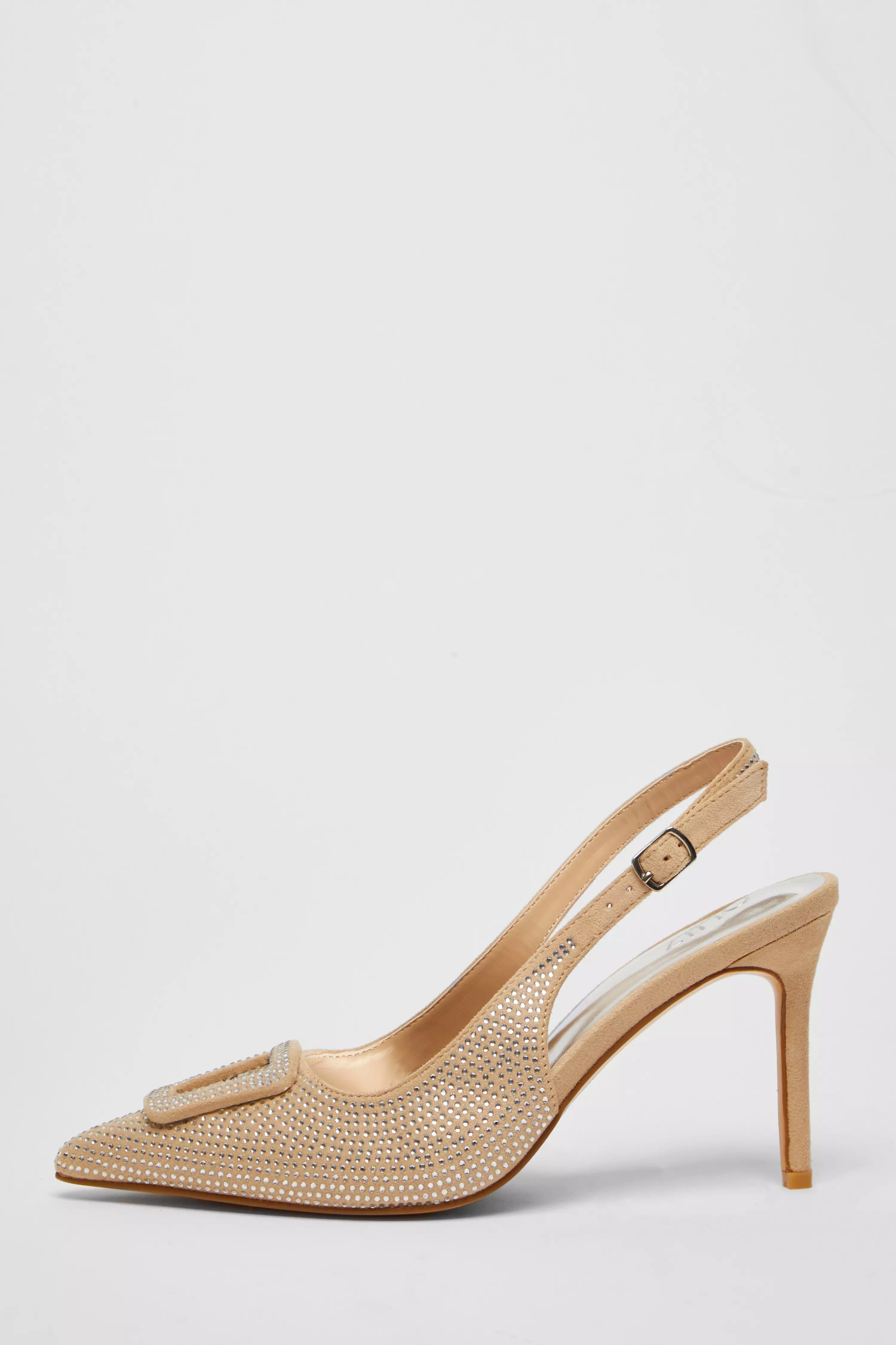 Nude Diamante Court Sling Back Heel