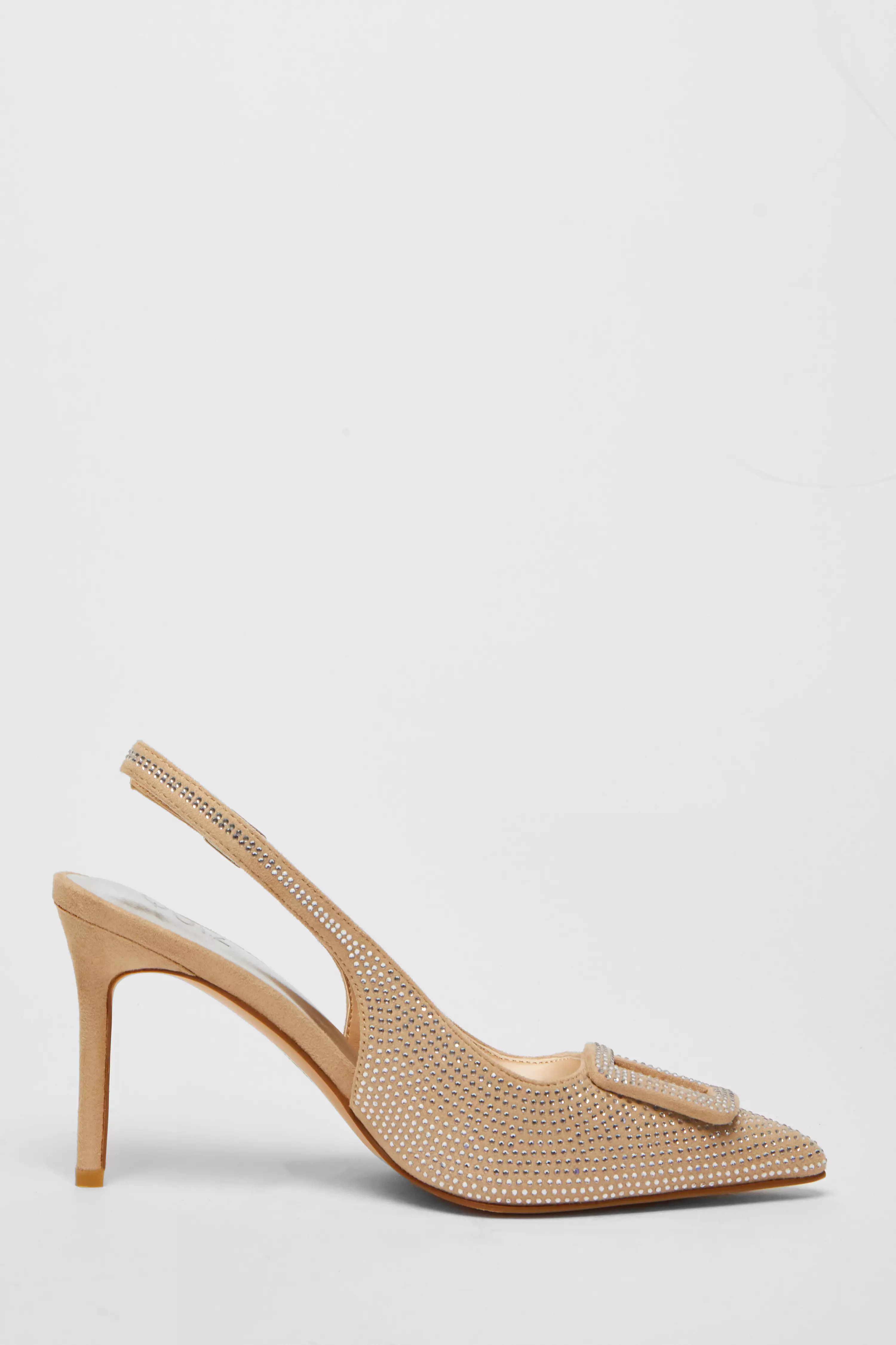 Nude Diamante Court Sling Back Heel