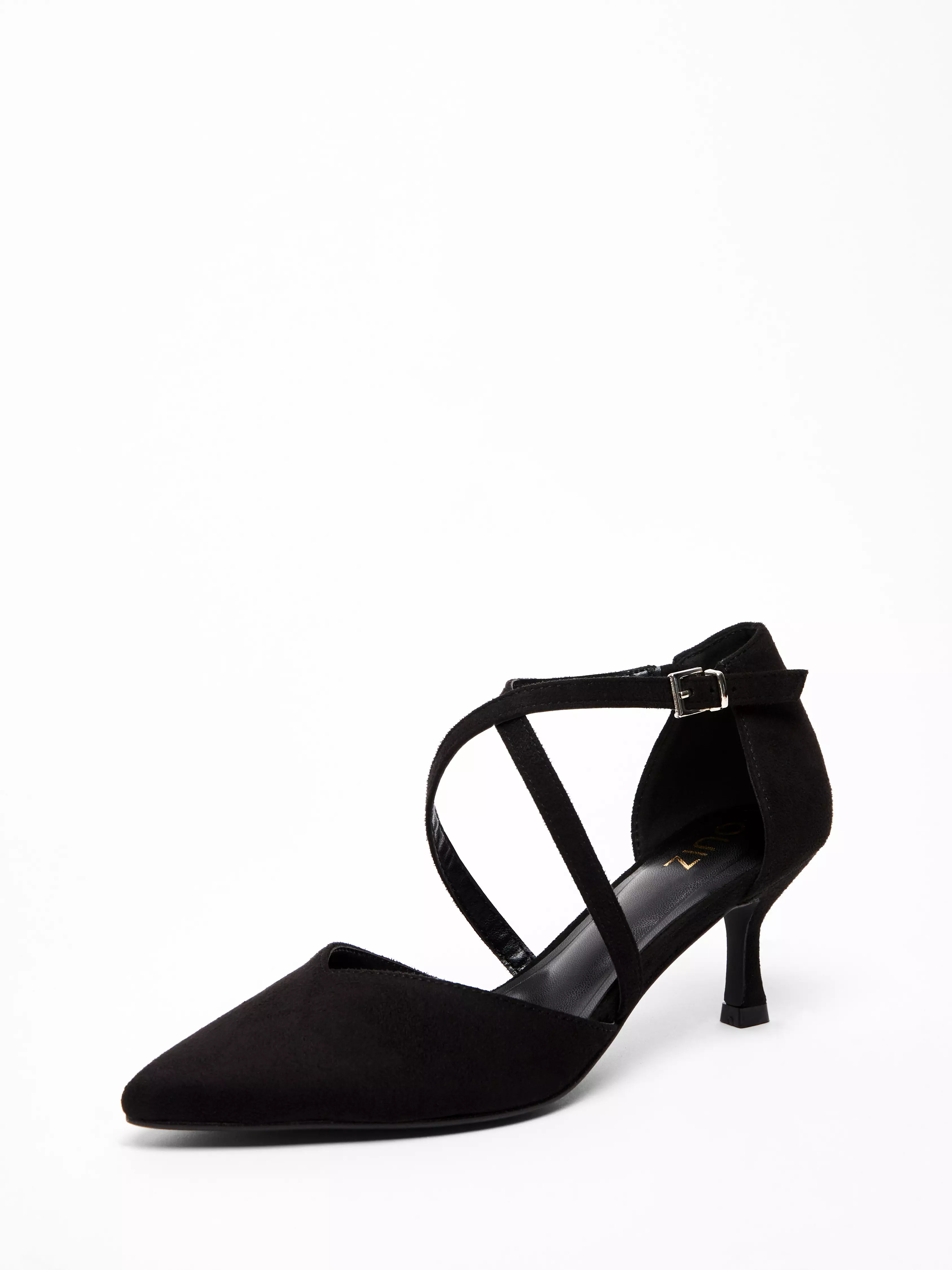 Black Faux Suede Court Heel