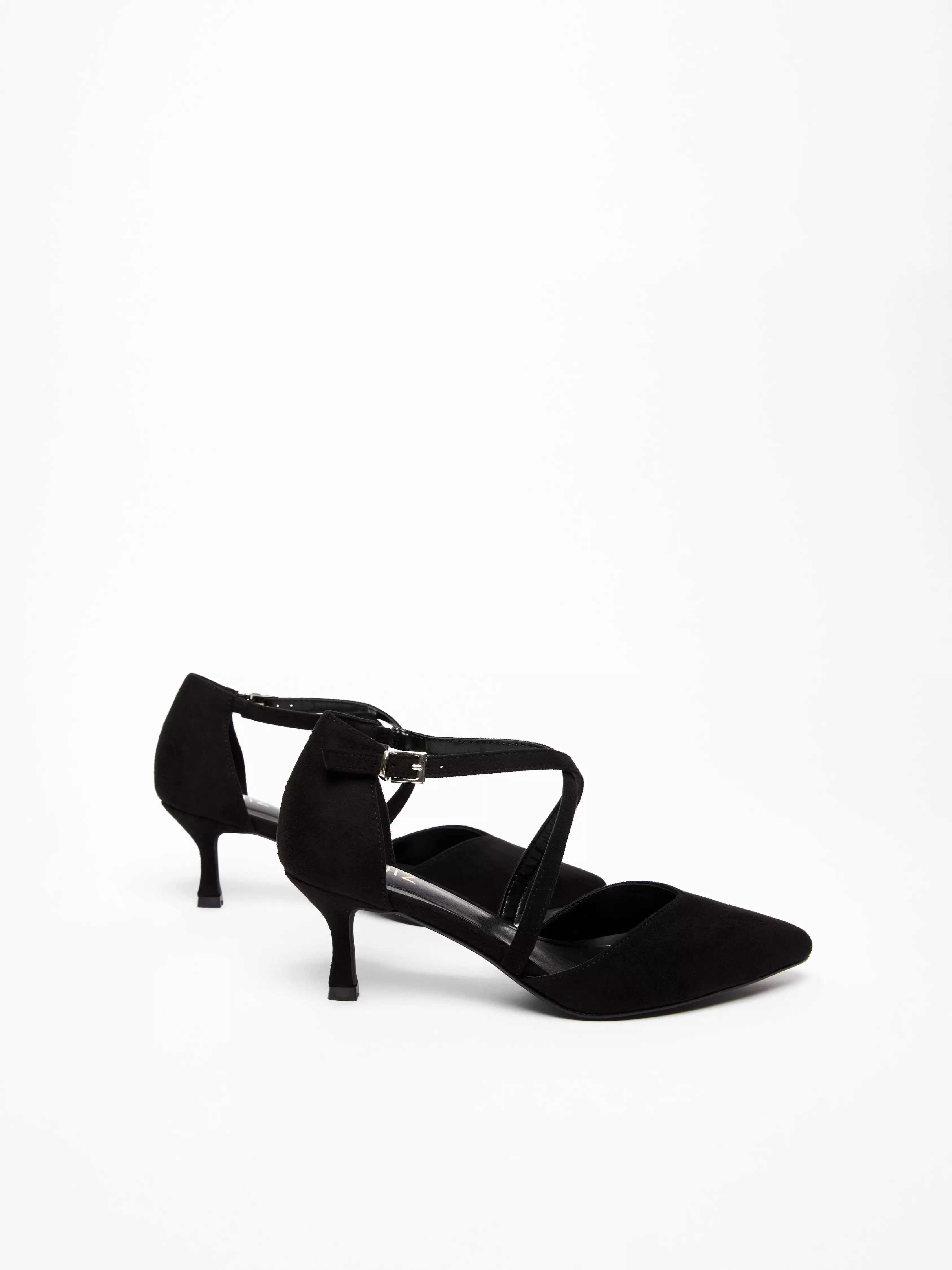 Black Faux Suede Court Heel