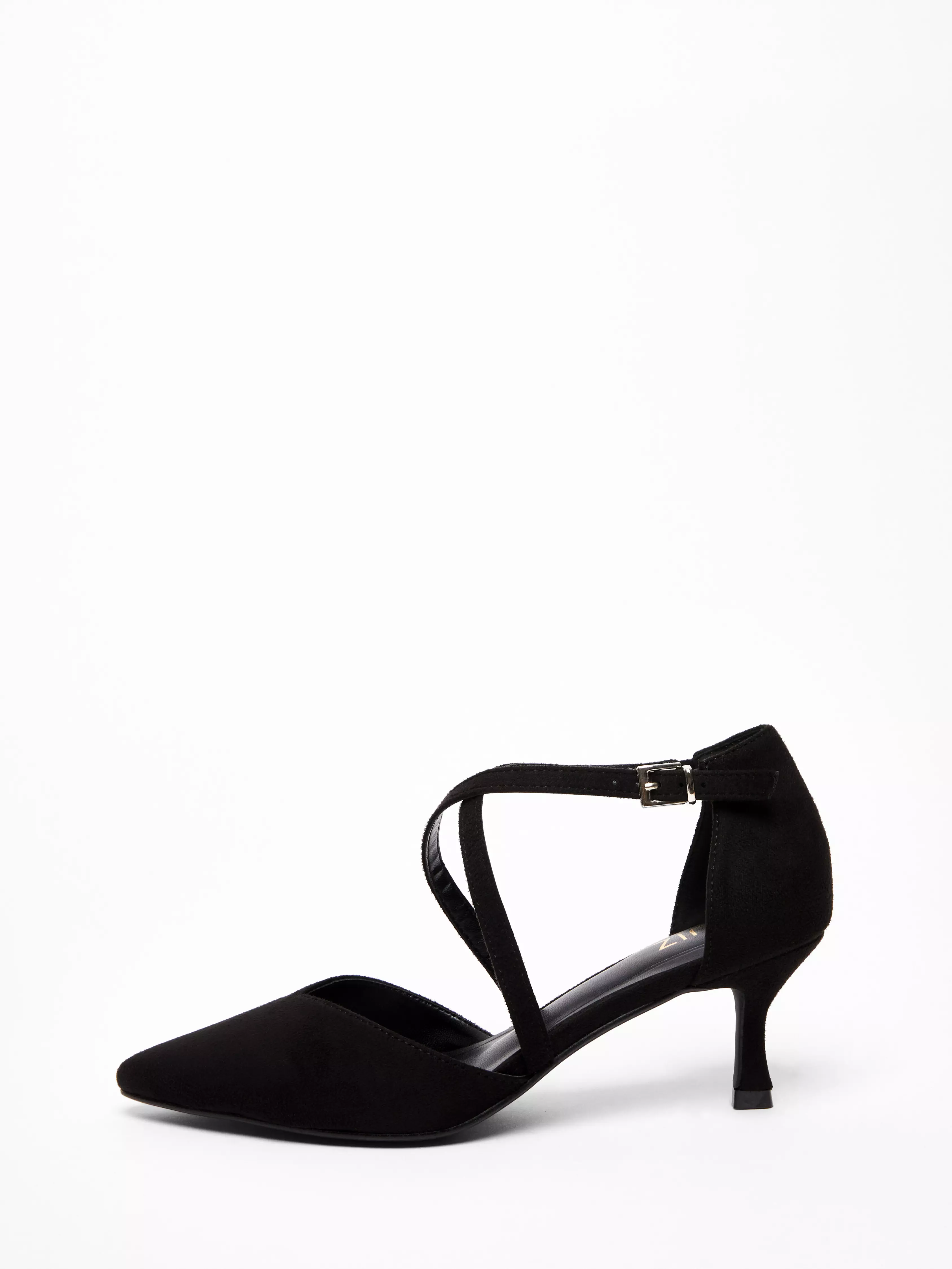 Black Faux Suede Court Heel