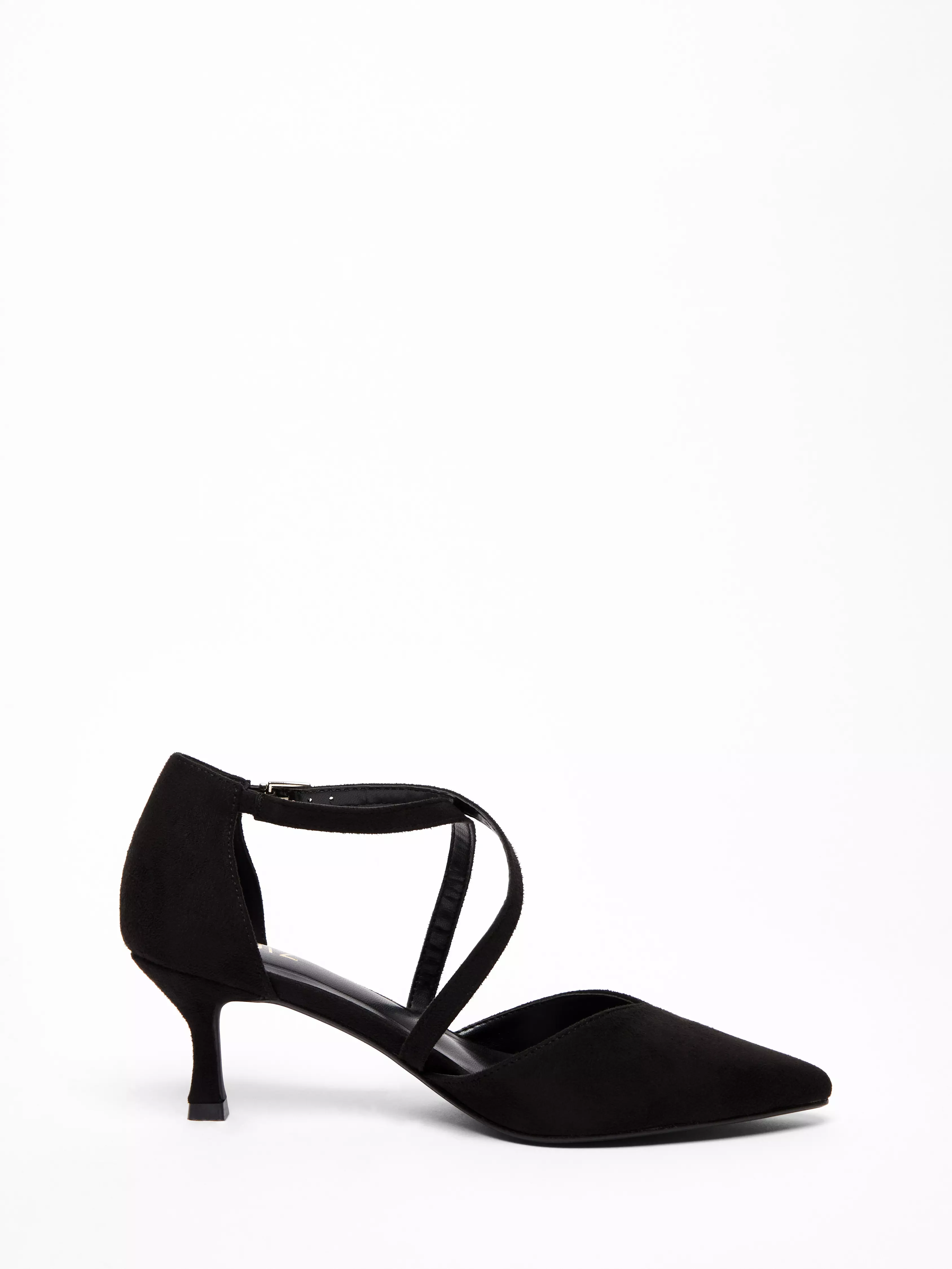 Black Faux Suede Court Heel