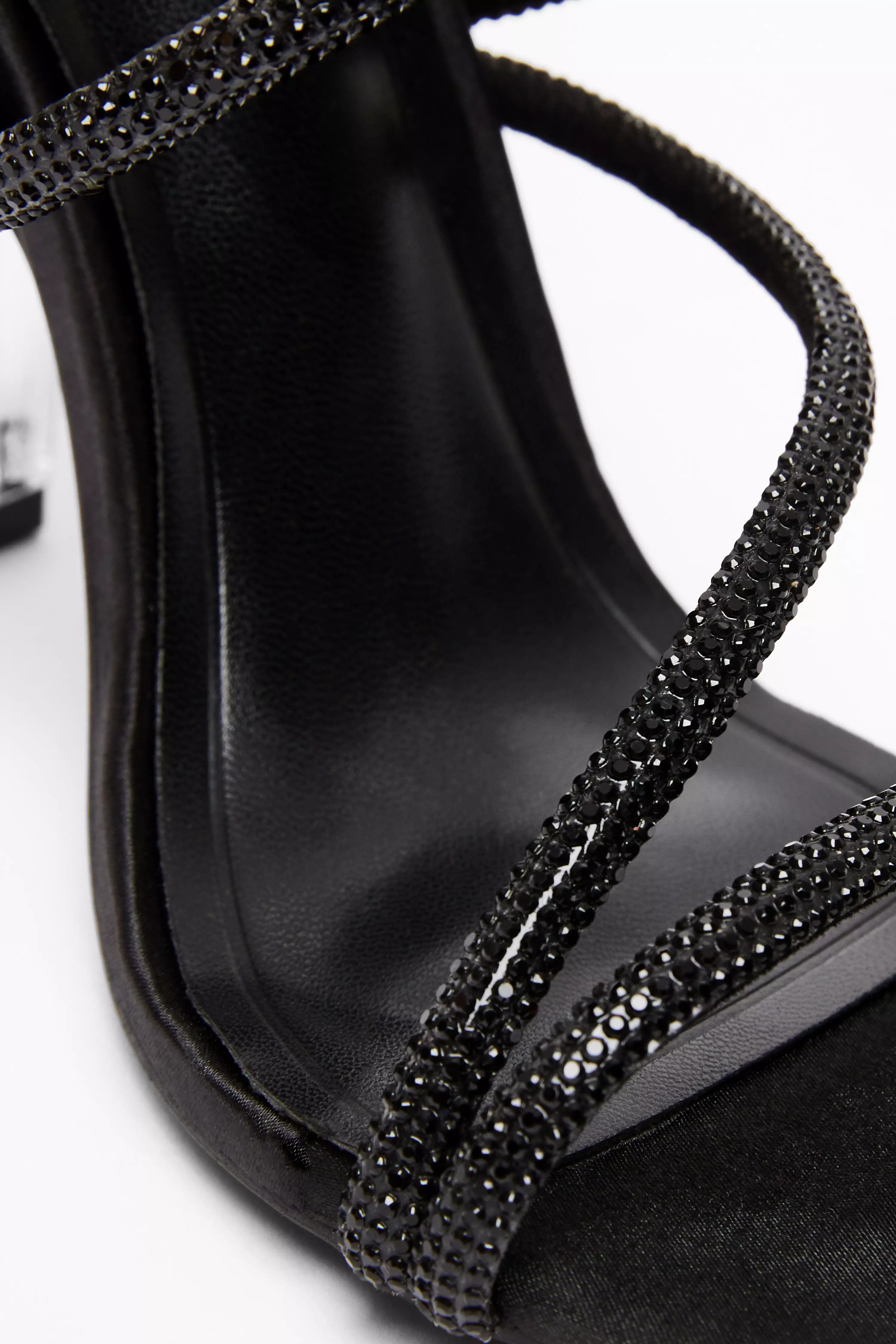 Black Diamante Heeled Sandals