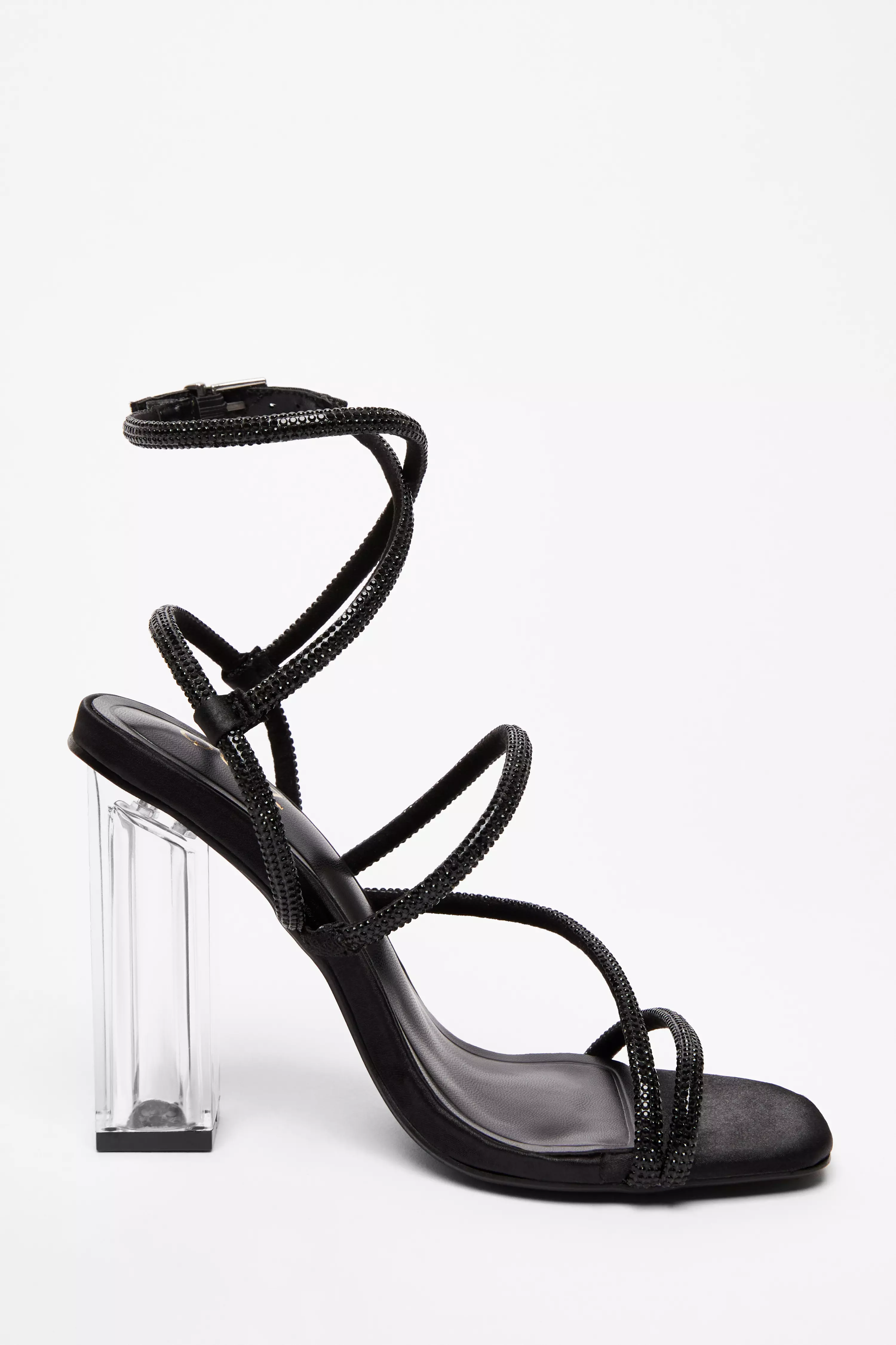 Black Diamante Heeled Sandals