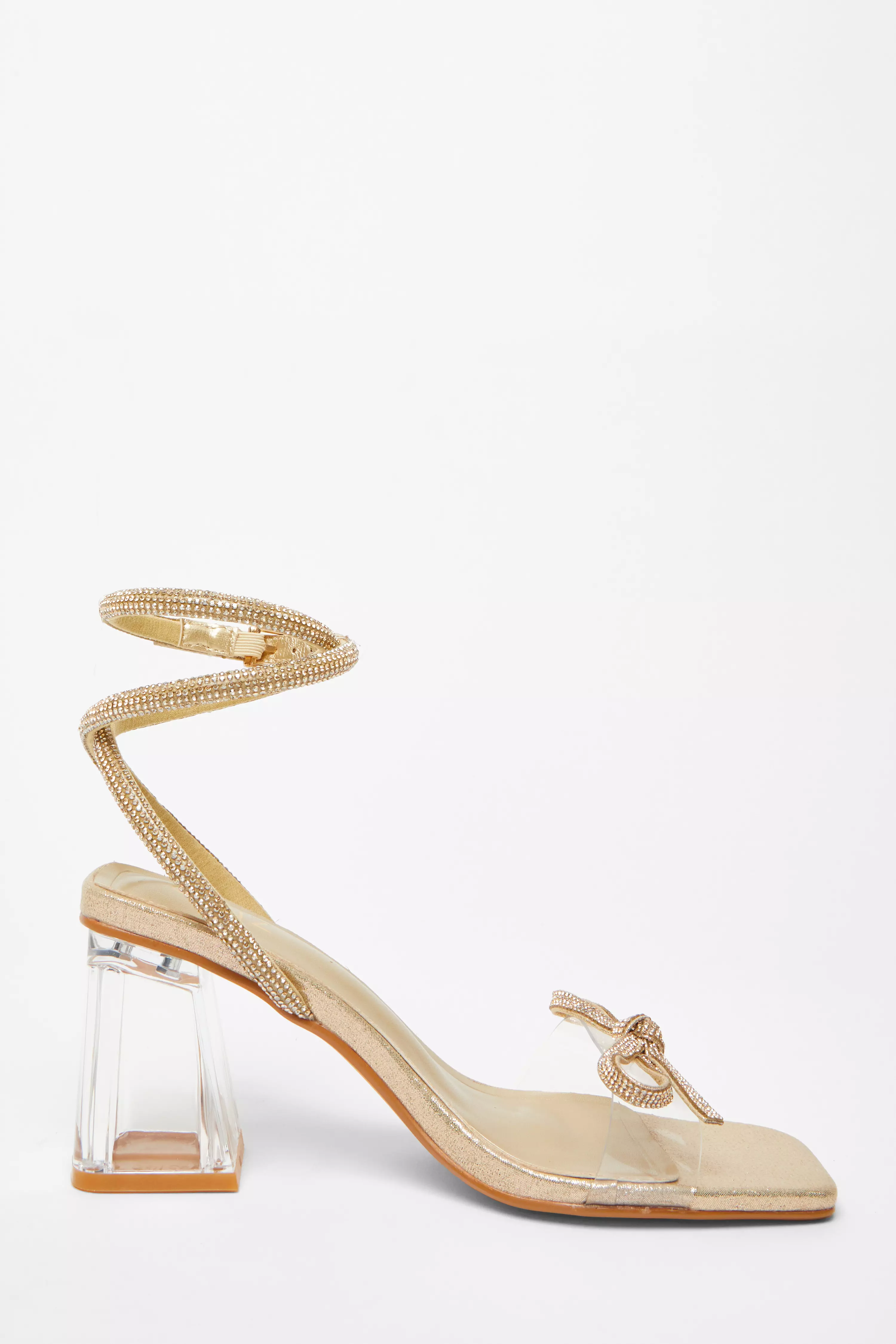 Gold Bow Heeled Sandals