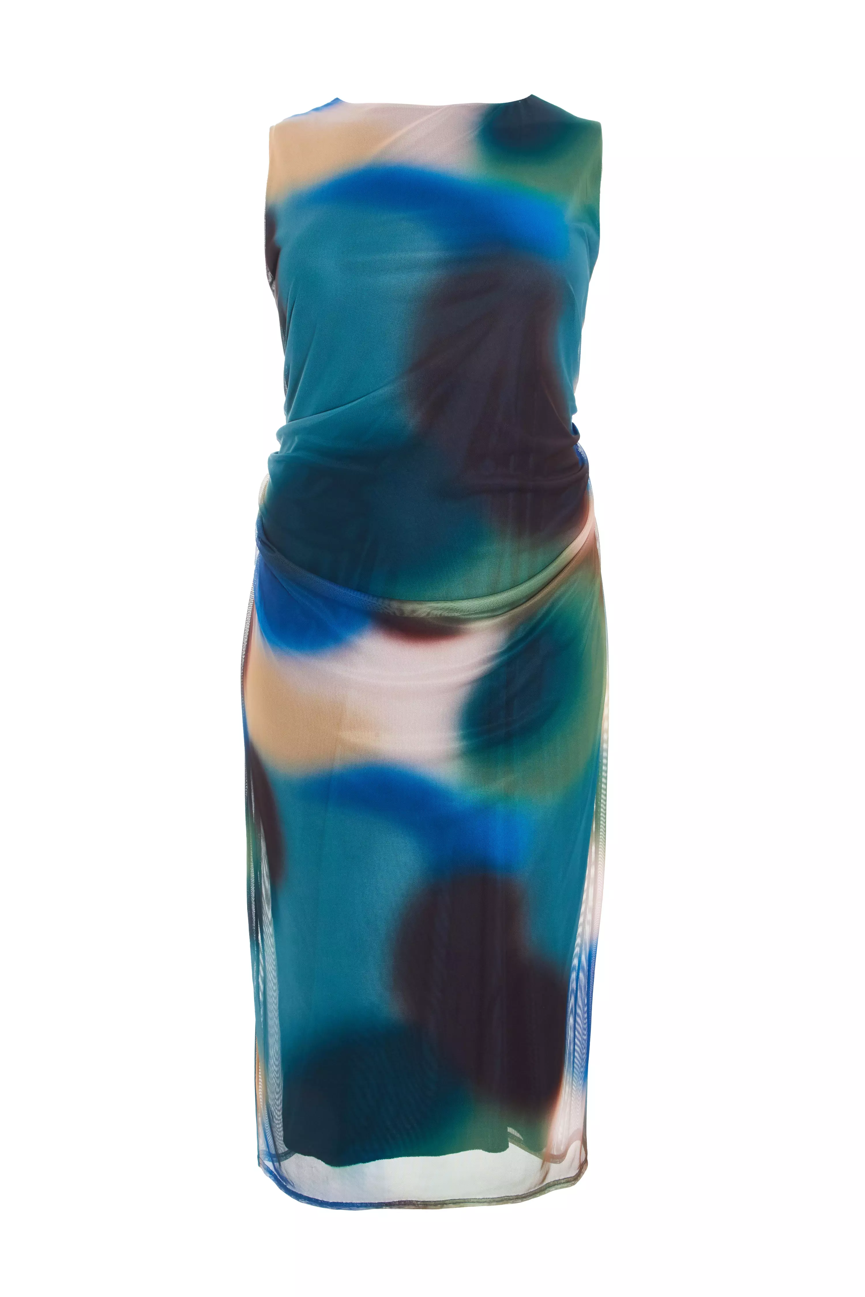 Curve Multicoloured Brushstroke Midaxi Dress