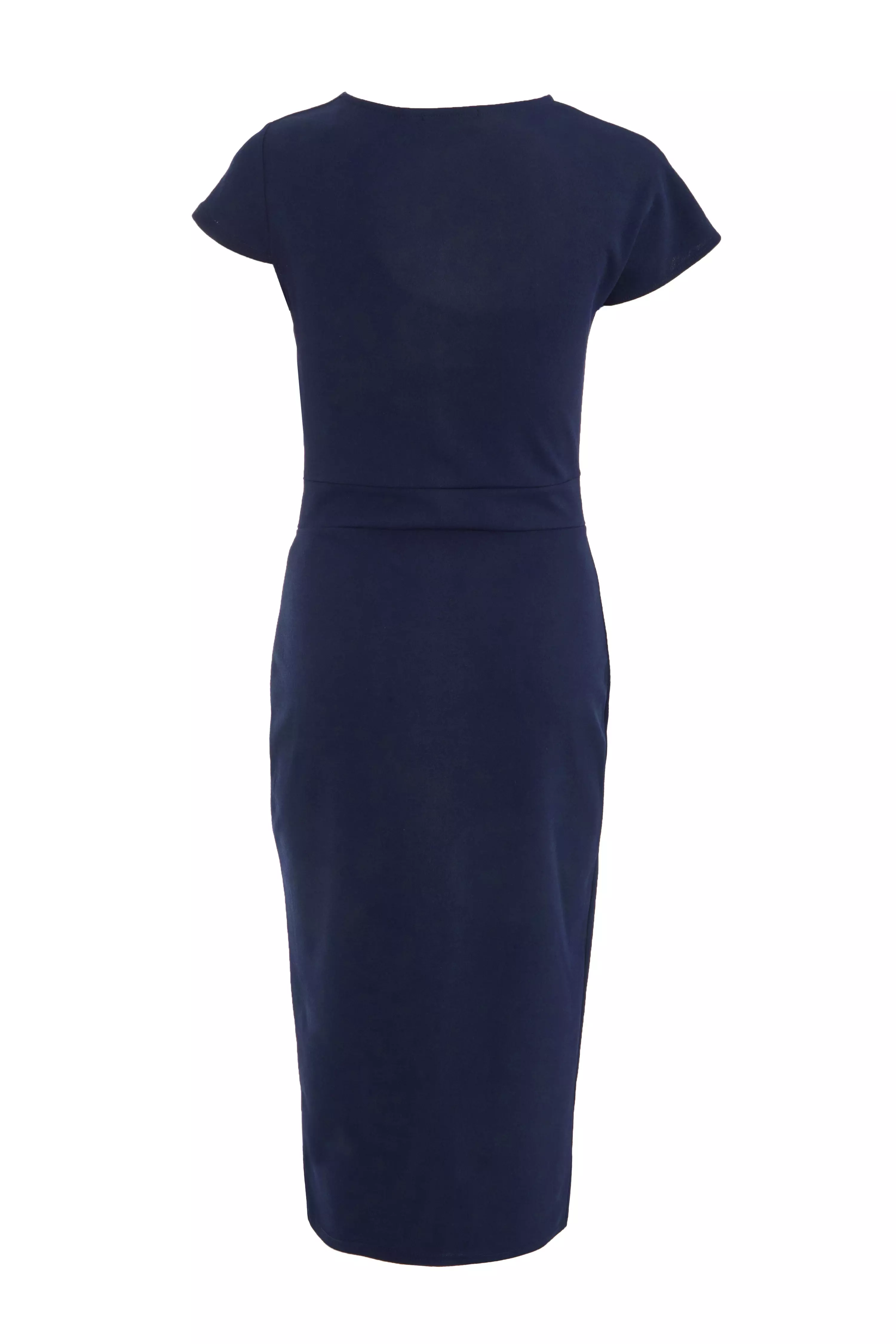 Navy Buckle Detail Midi Dress