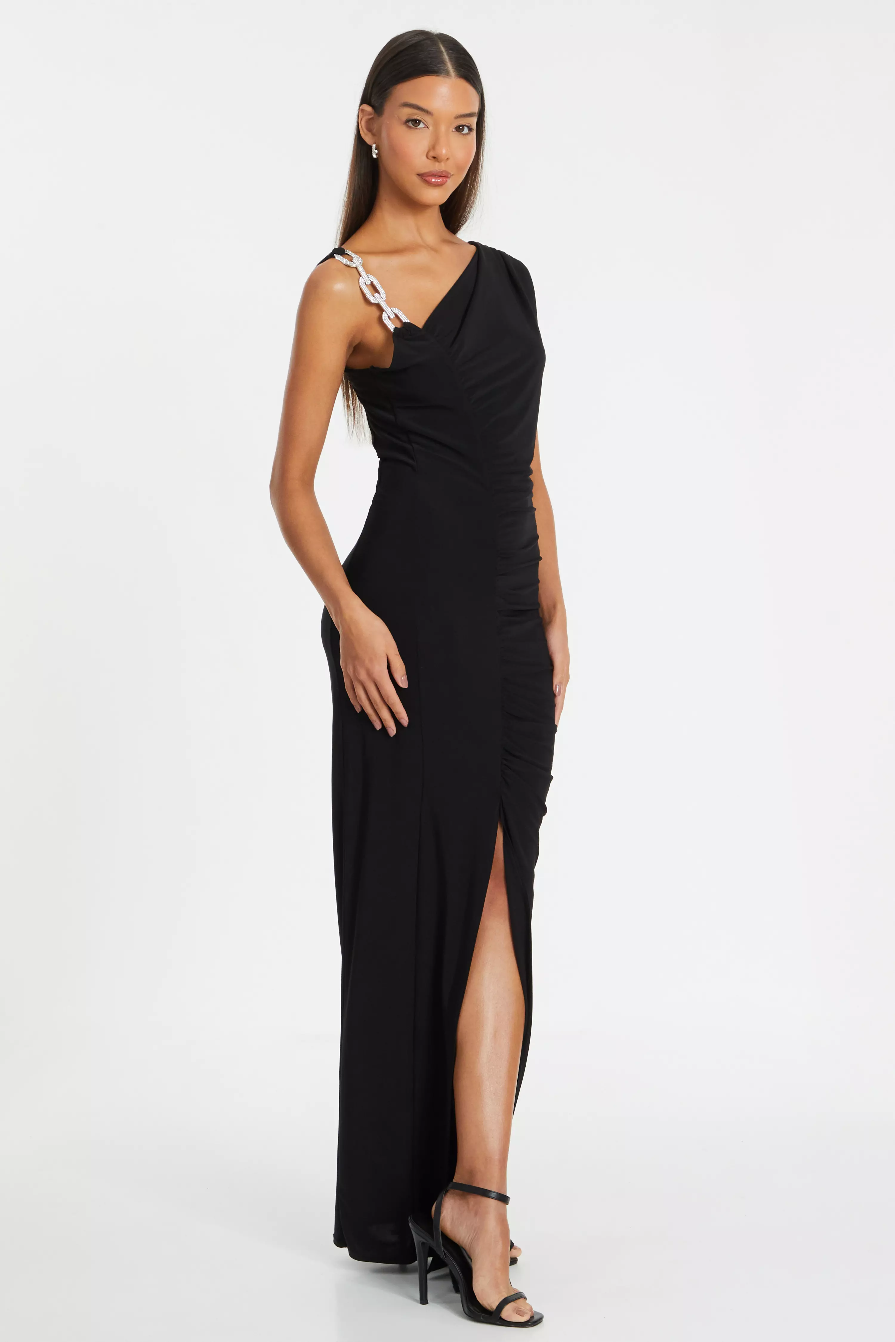 Black Diamante Trim Maxi Dress