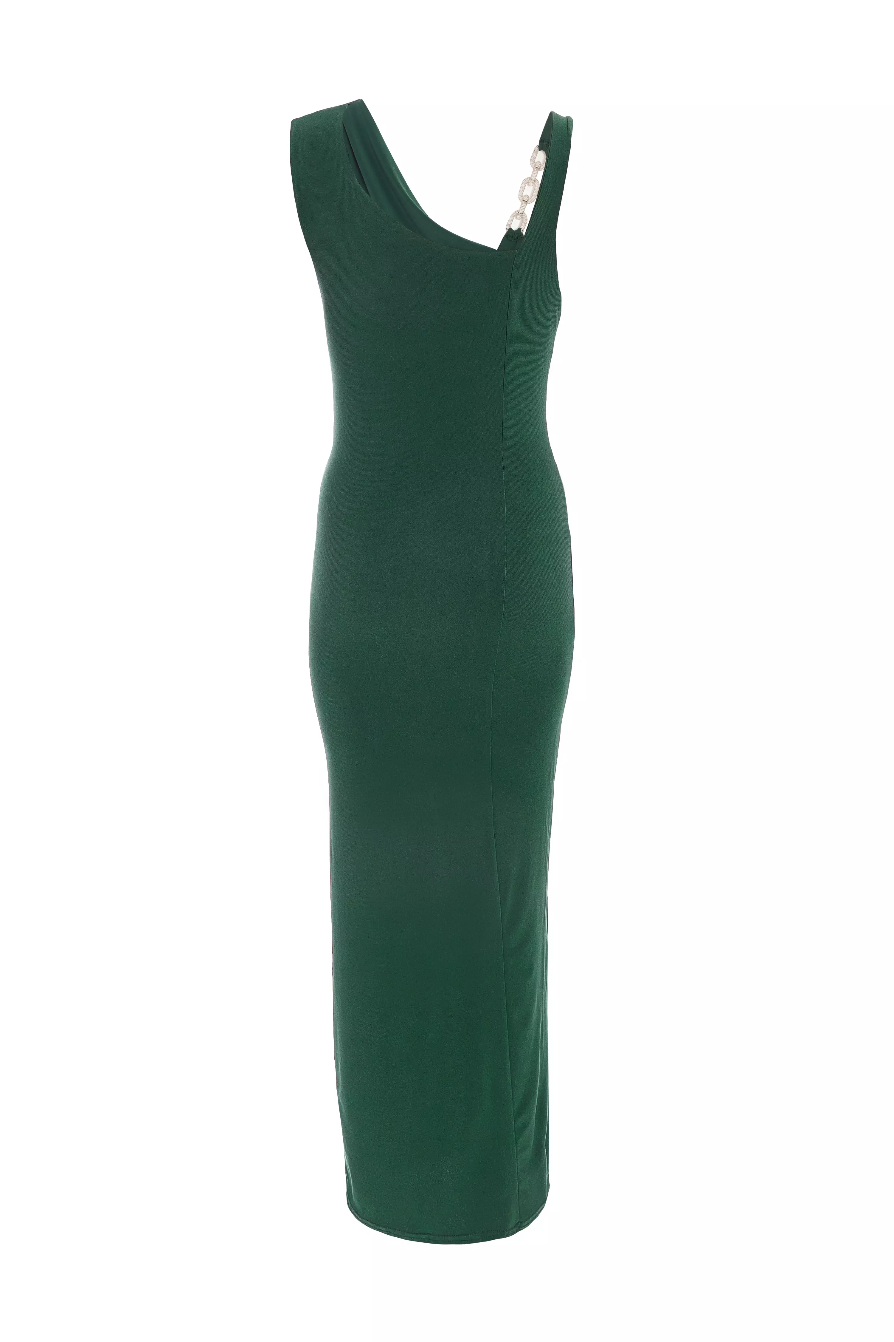 Petite Bottle Green Ruched Maxi Dress