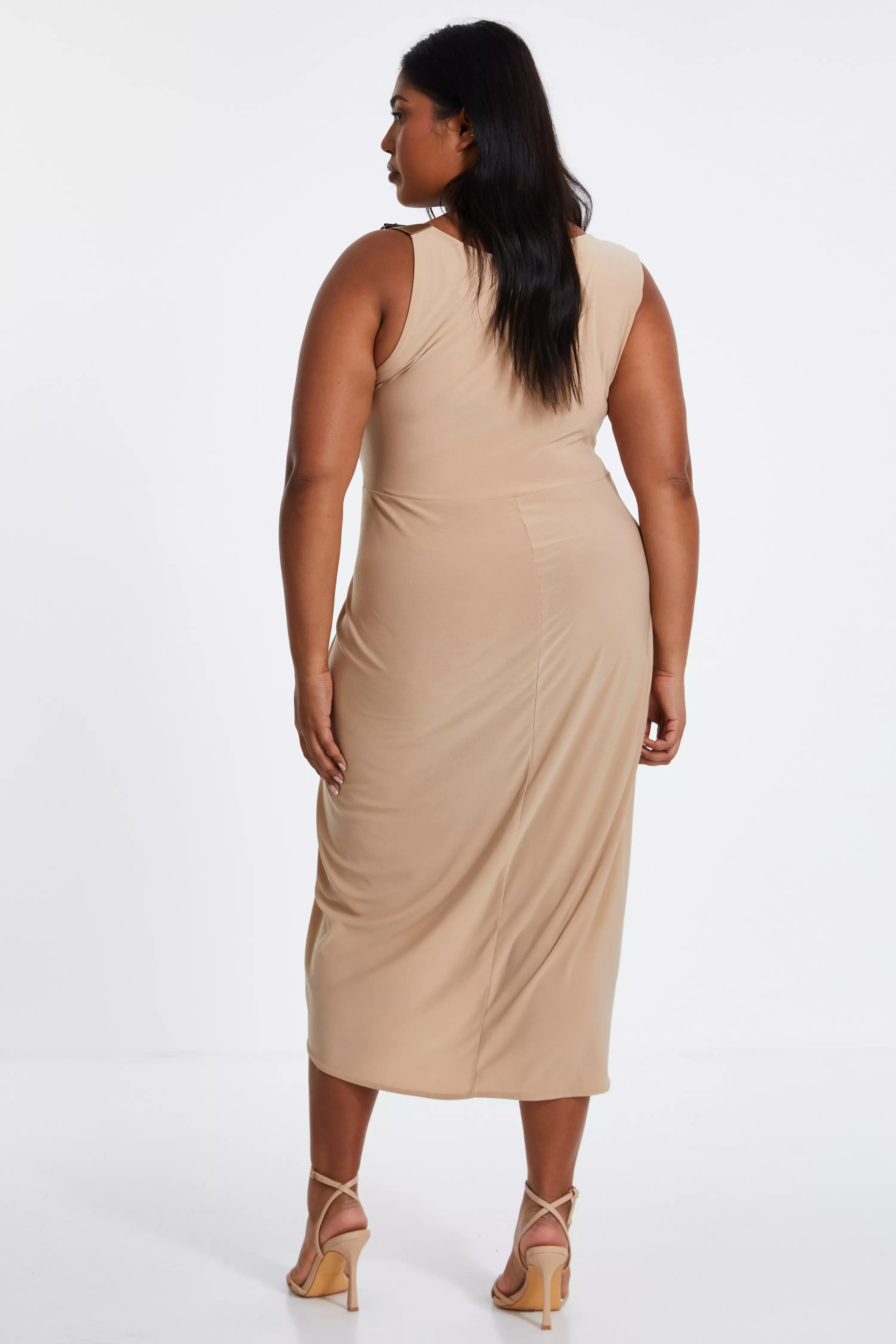 Curve Asymmetric Buckle Midi Dress