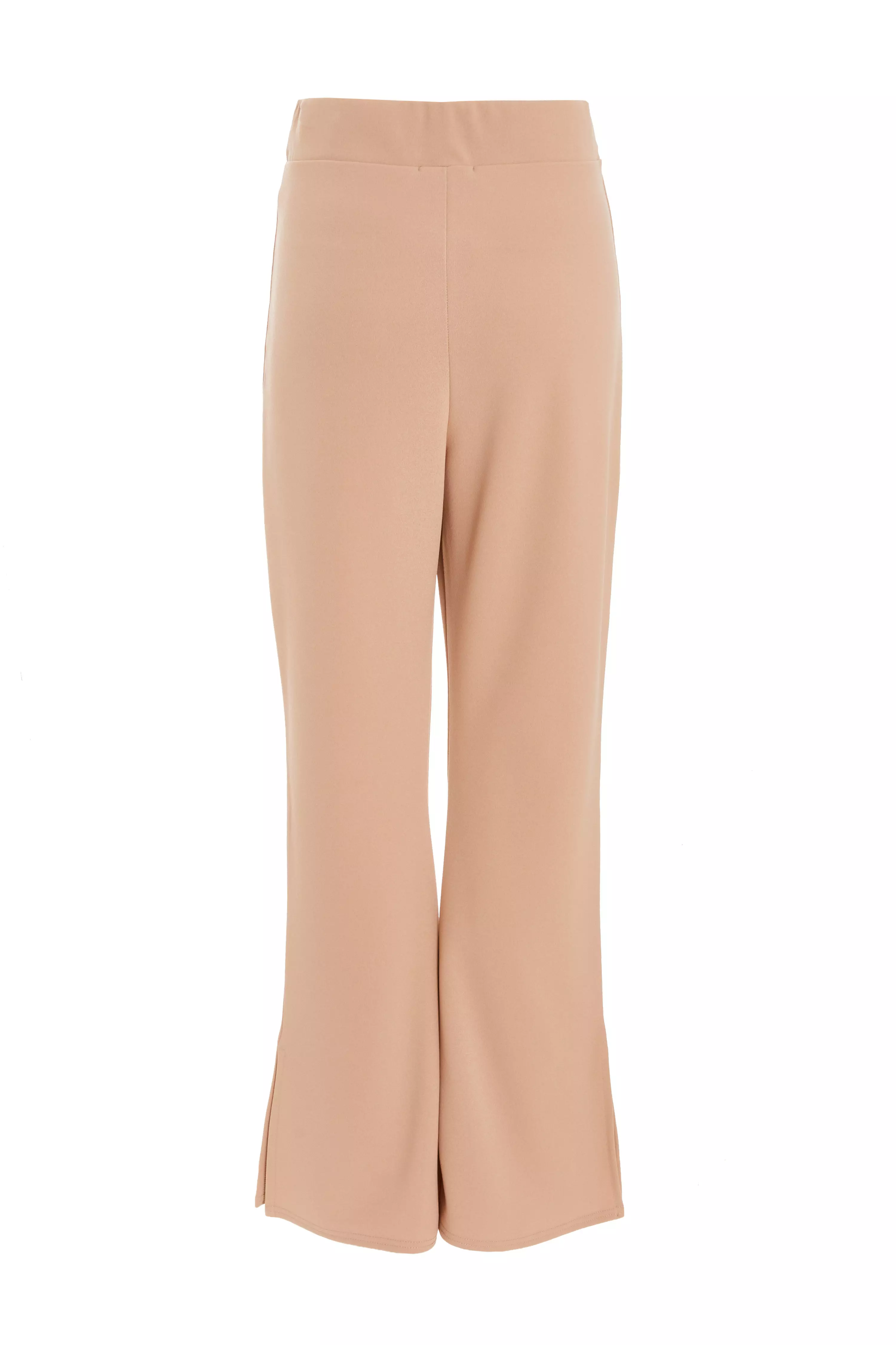 Stone High Waisted Split Hem Trousers