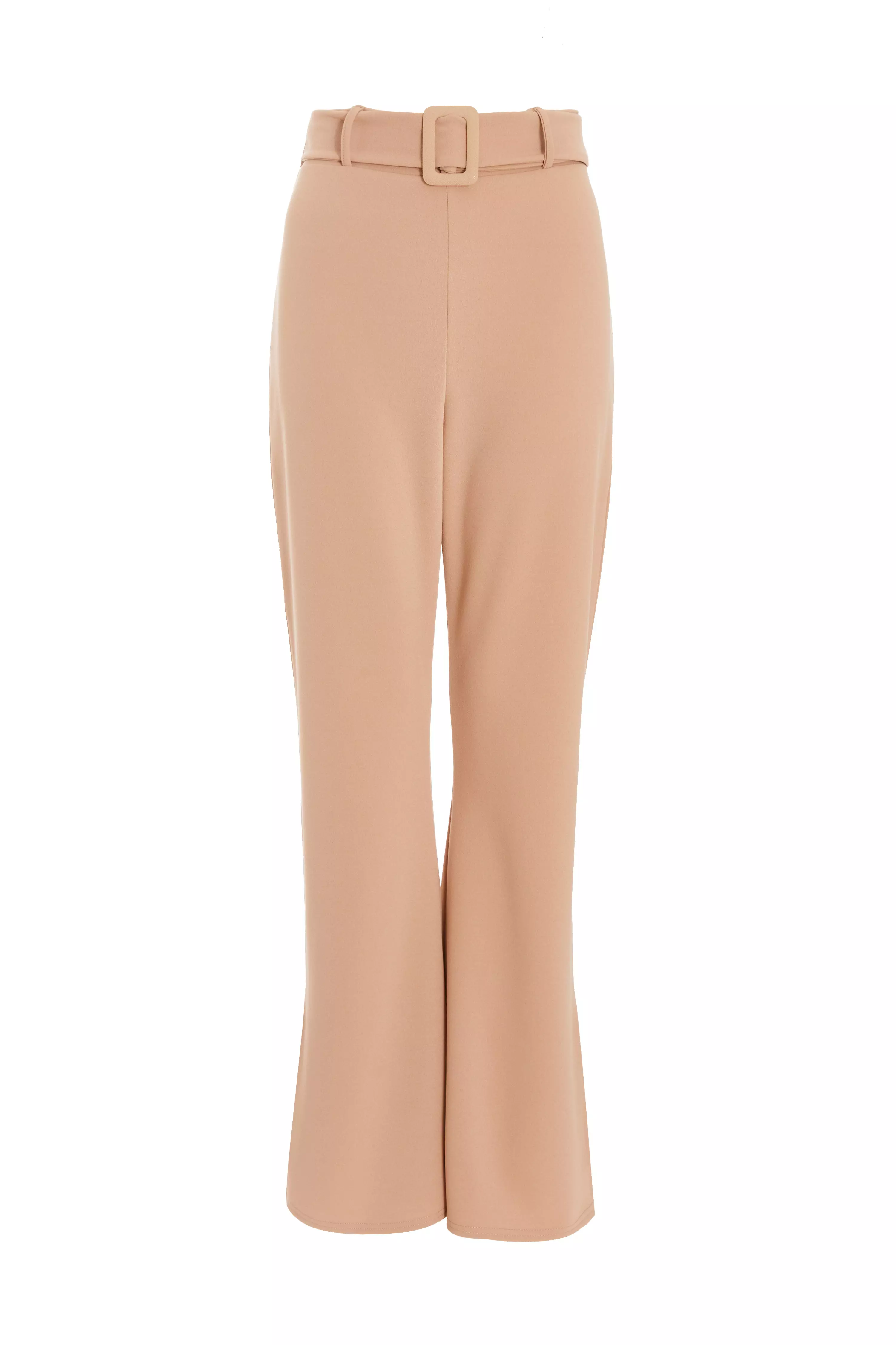 Stone High Waisted Split Hem Trousers