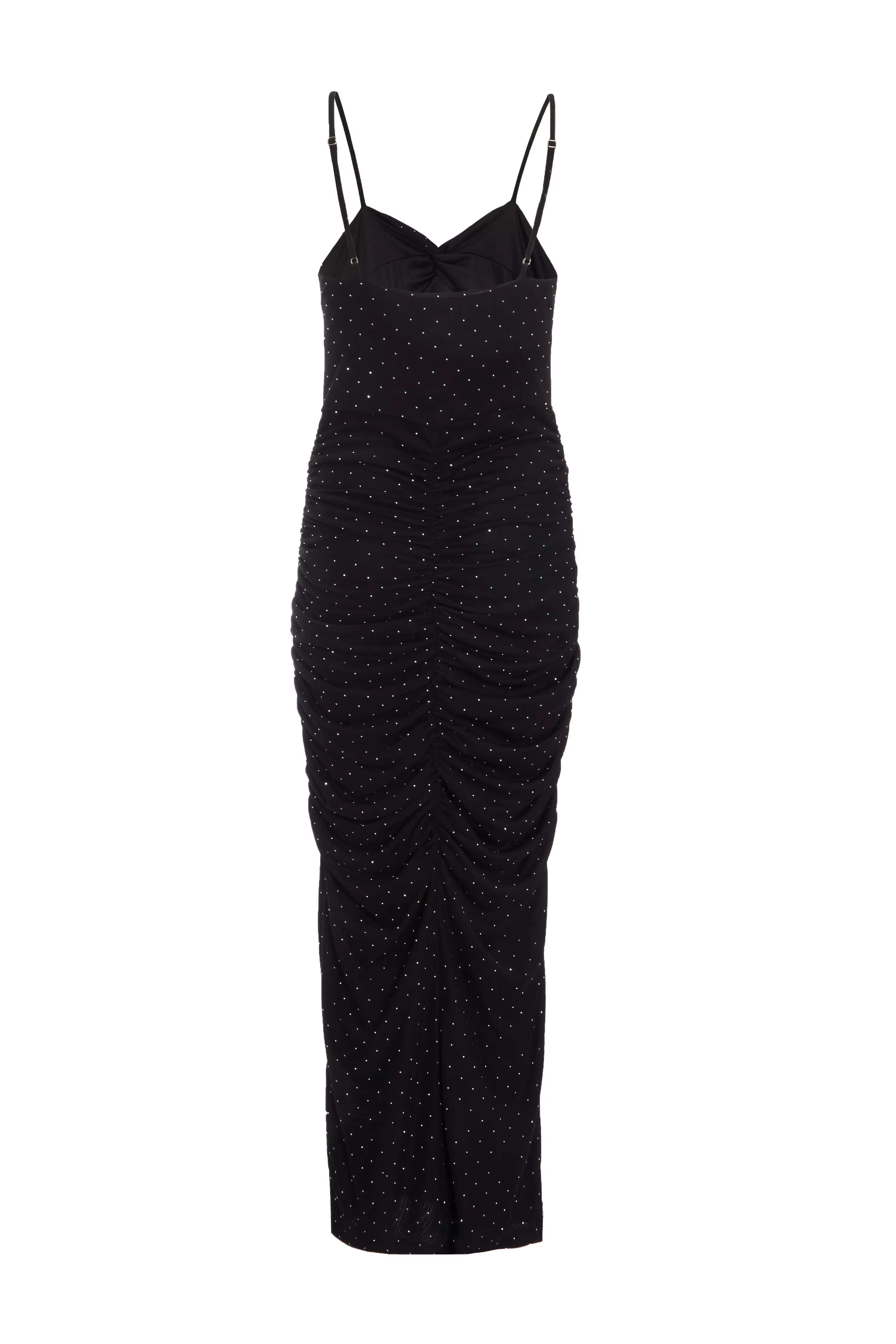 Black Diamante Knot Front Maxi Dress