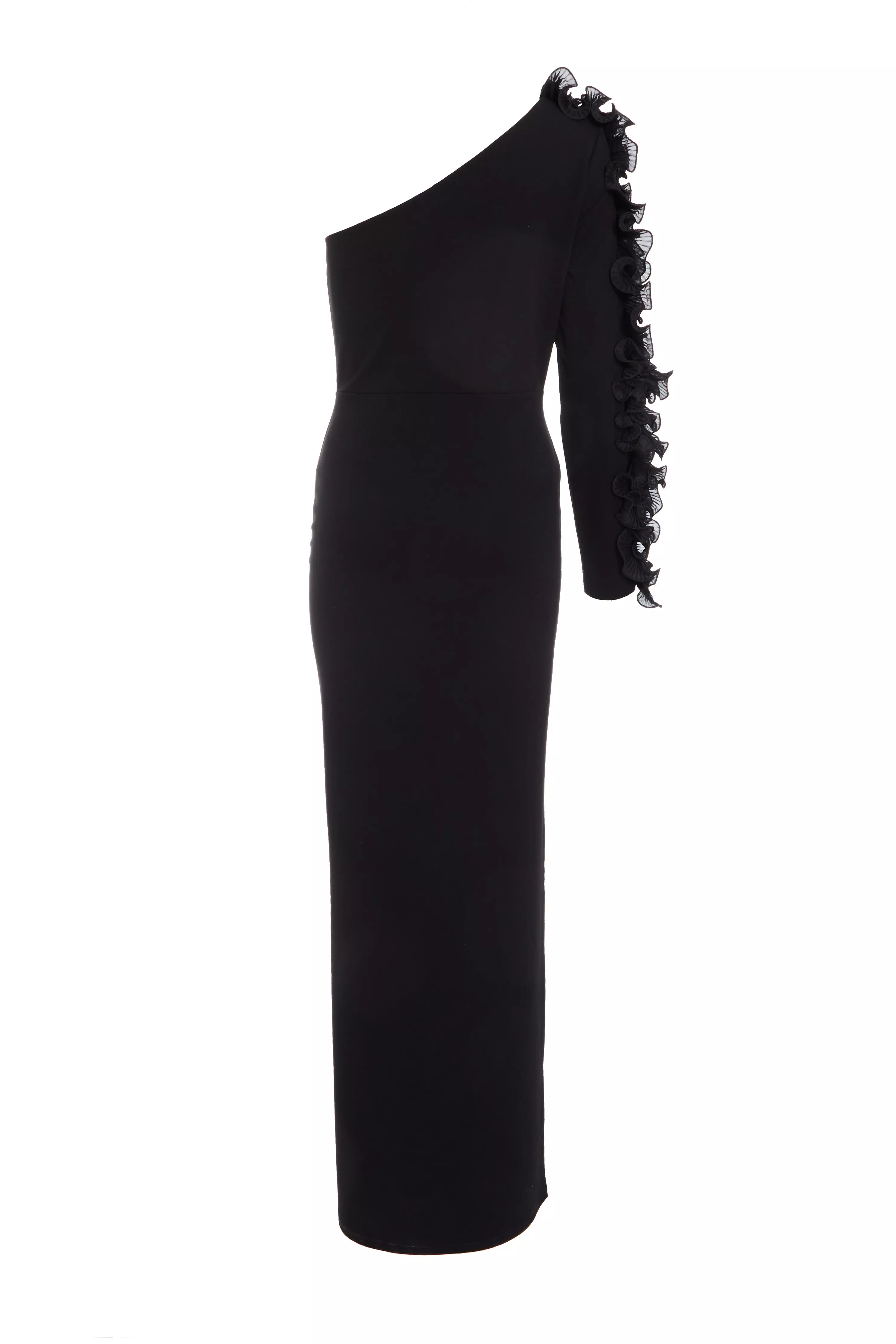 Black Frill One Shoulder Maxi Dress