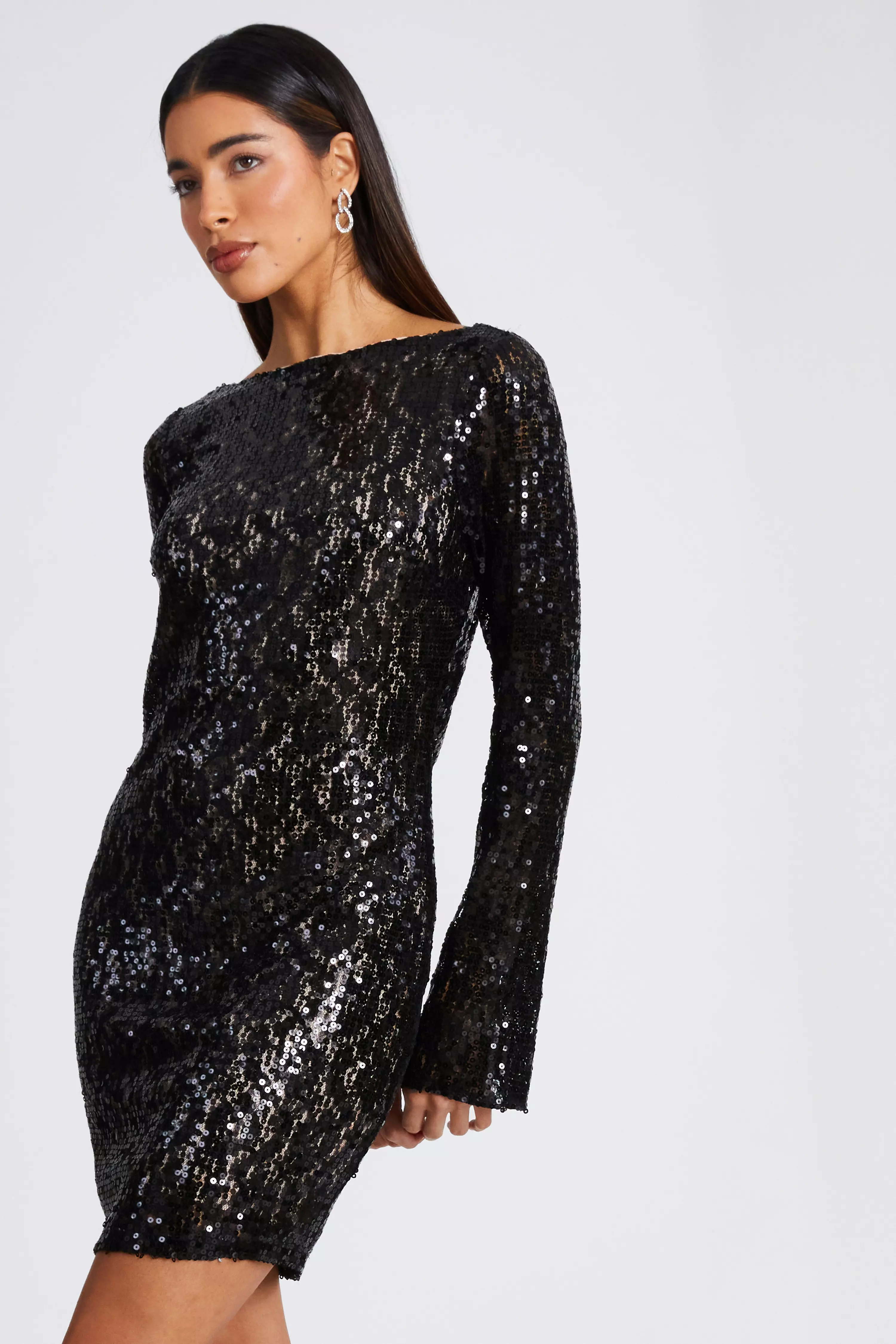 Black Sequin Lace Mini dress