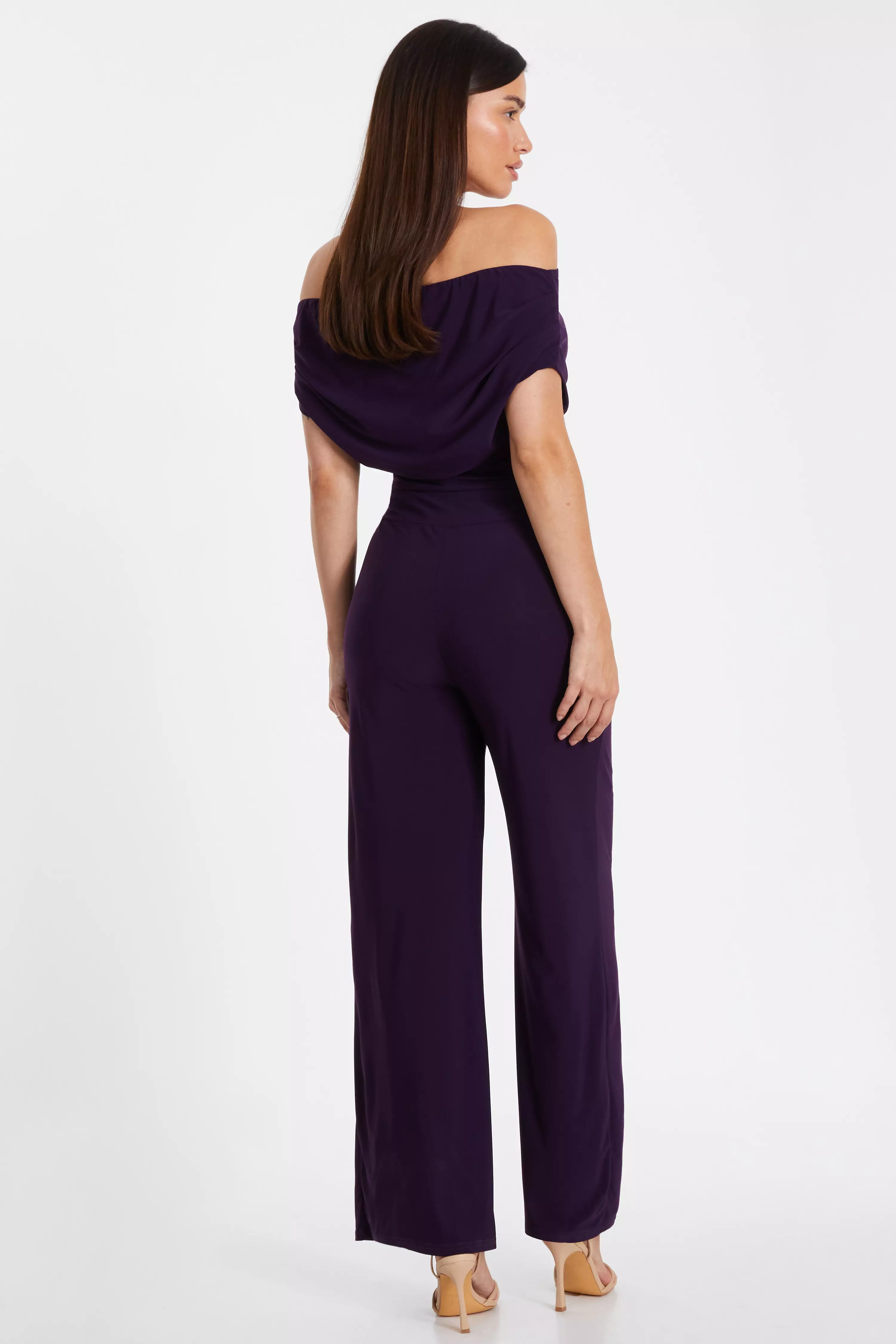 Purple Bardot Palazzo Jumpsuit