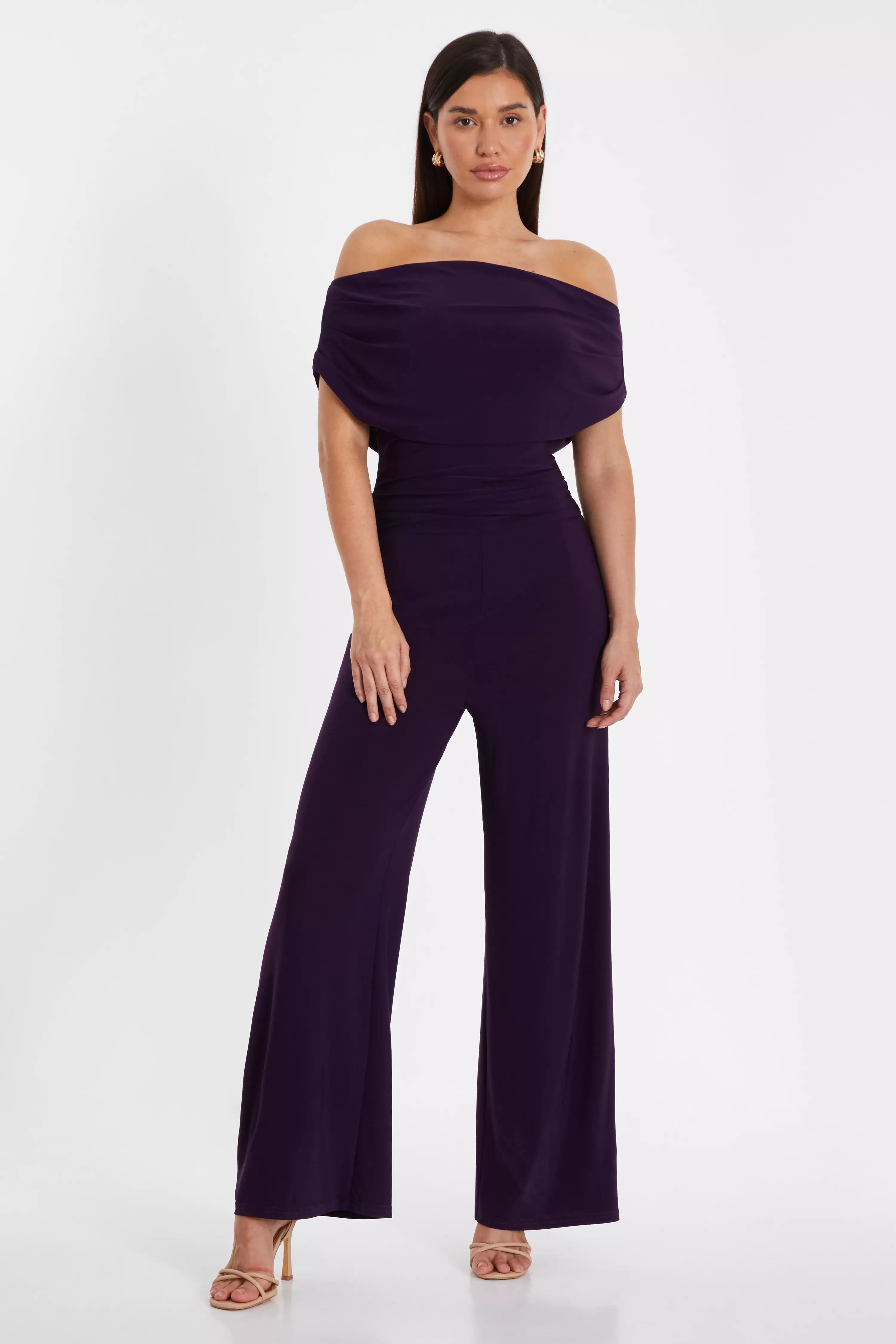 Purple Bardot Palazzo Jumpsuit