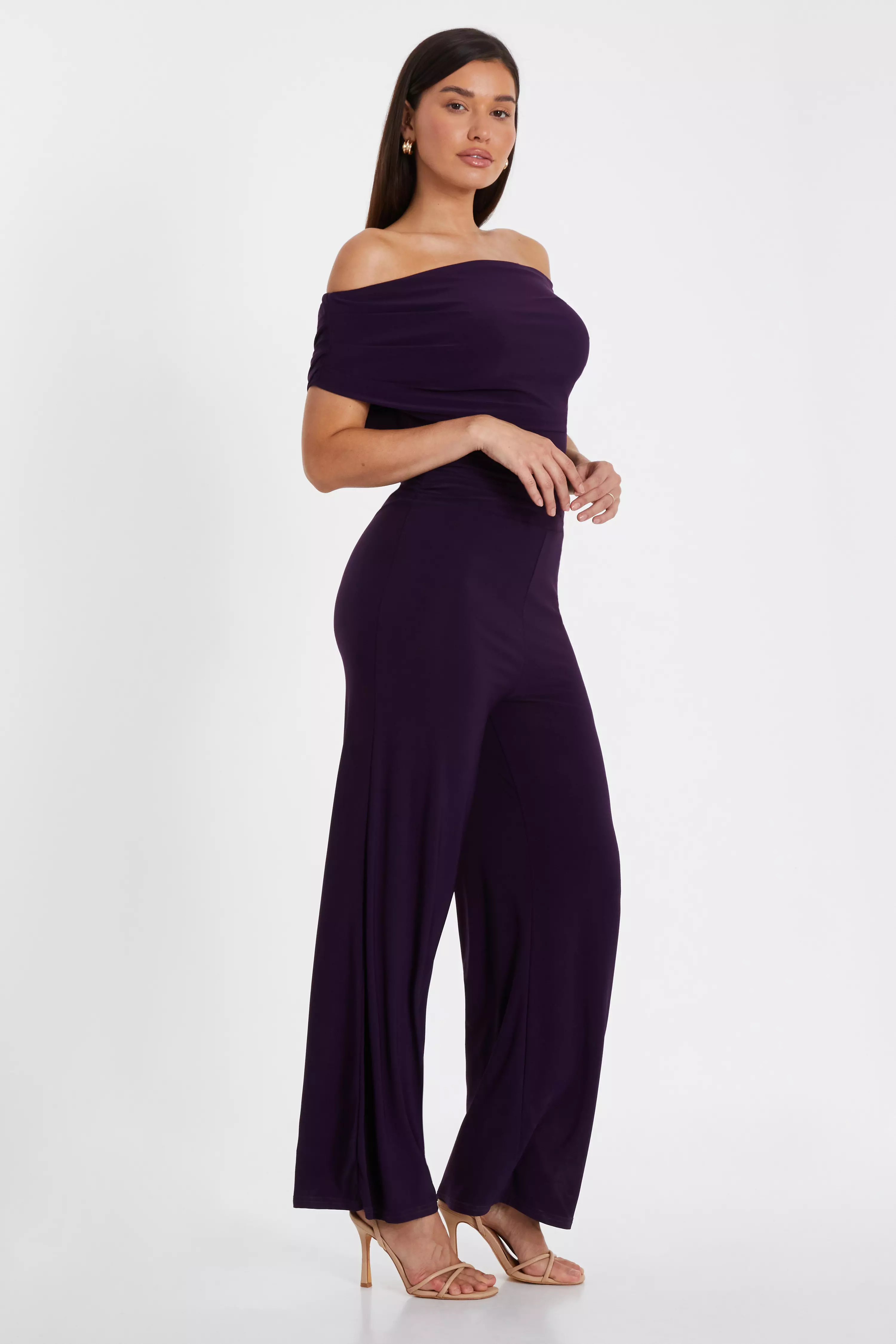 Purple Bardot Palazzo Jumpsuit