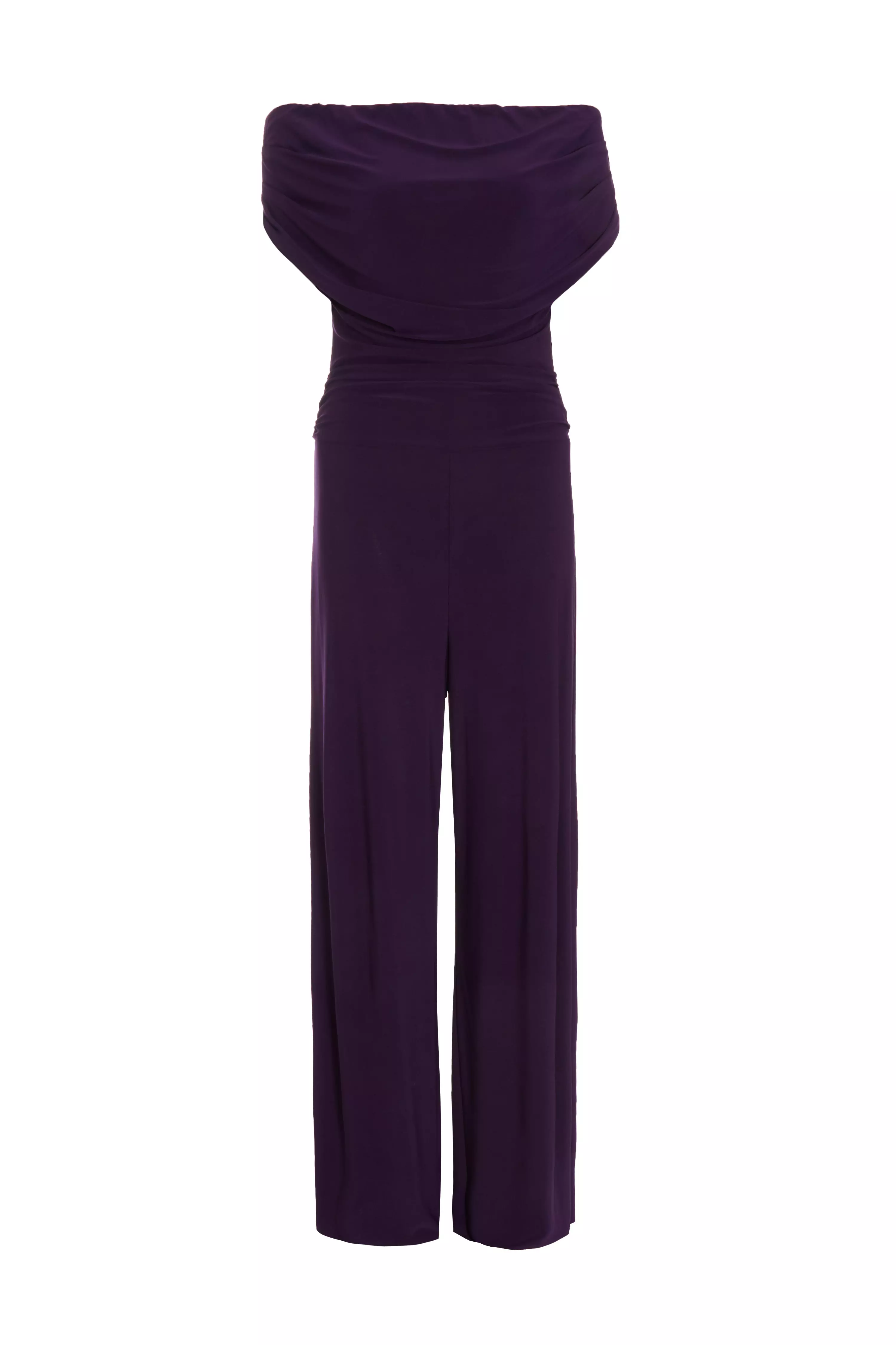 Purple Bardot Palazzo Jumpsuit