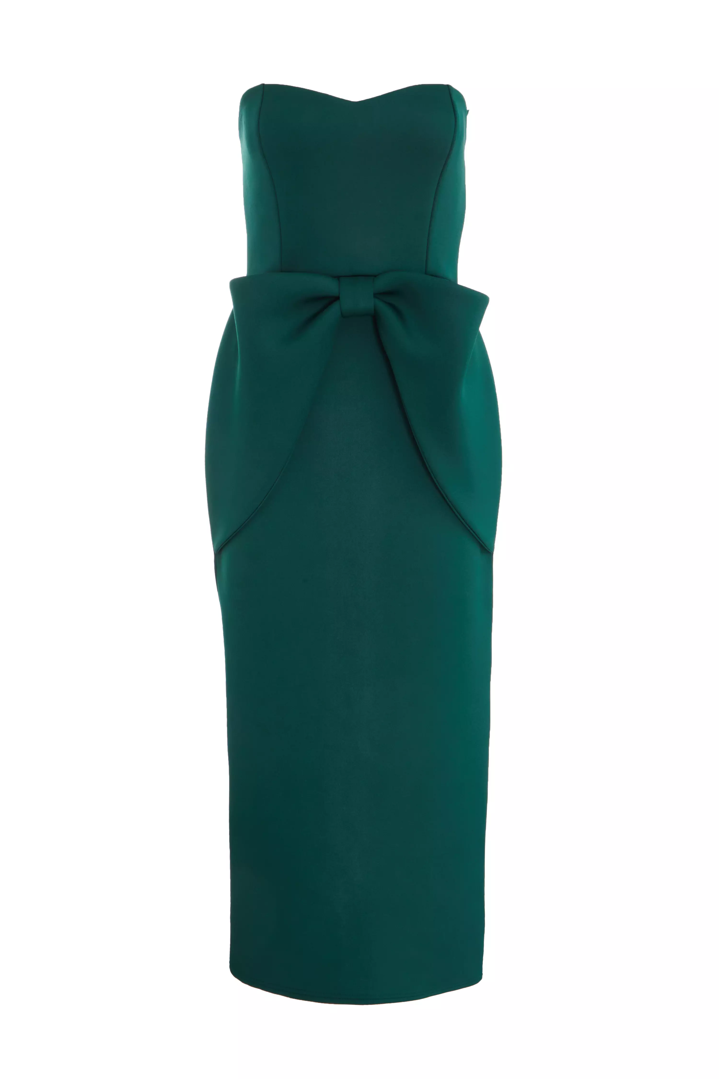 Bottle Green Bow Midaxi Dress