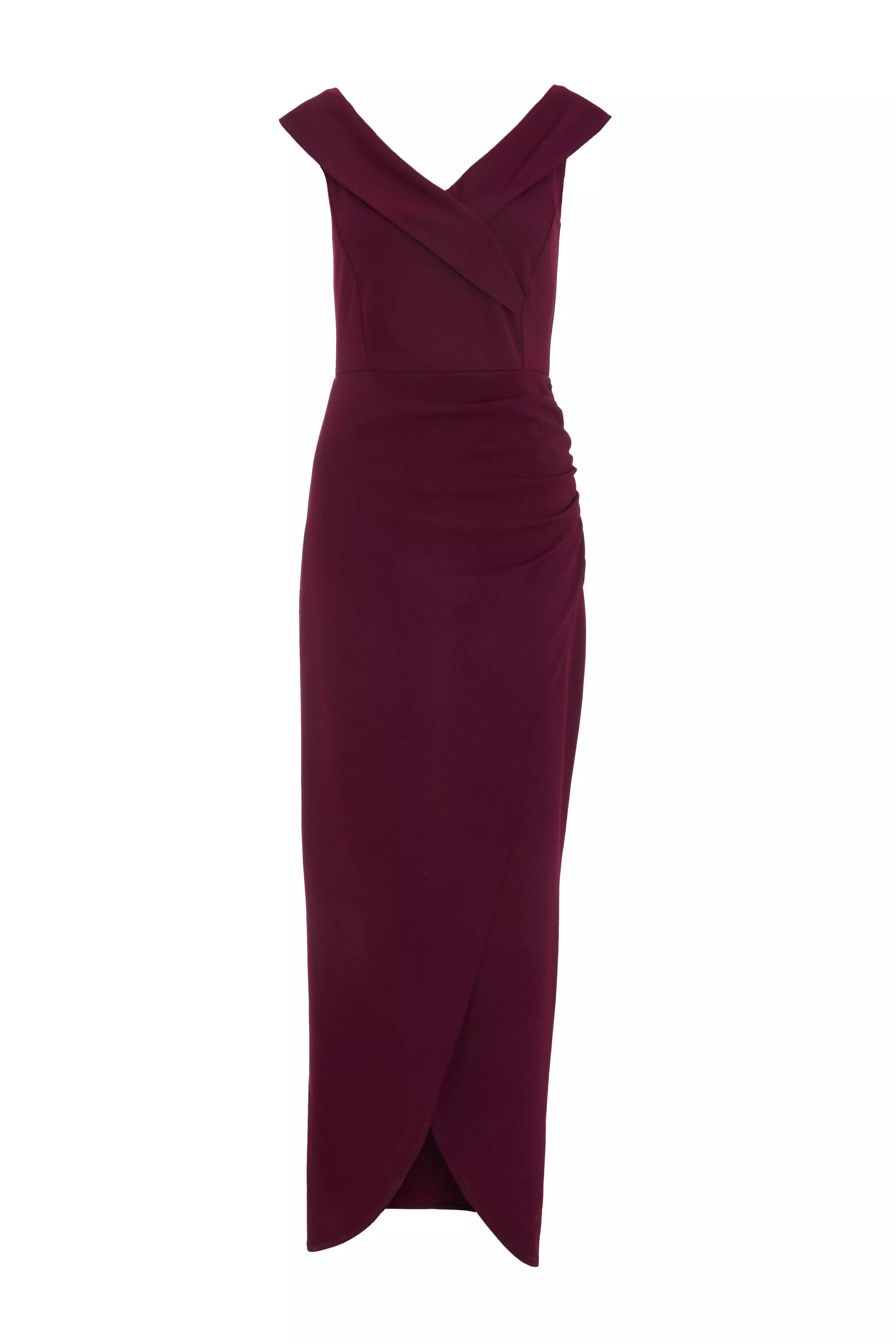 Plum Bardot Wrap Maxi Dress