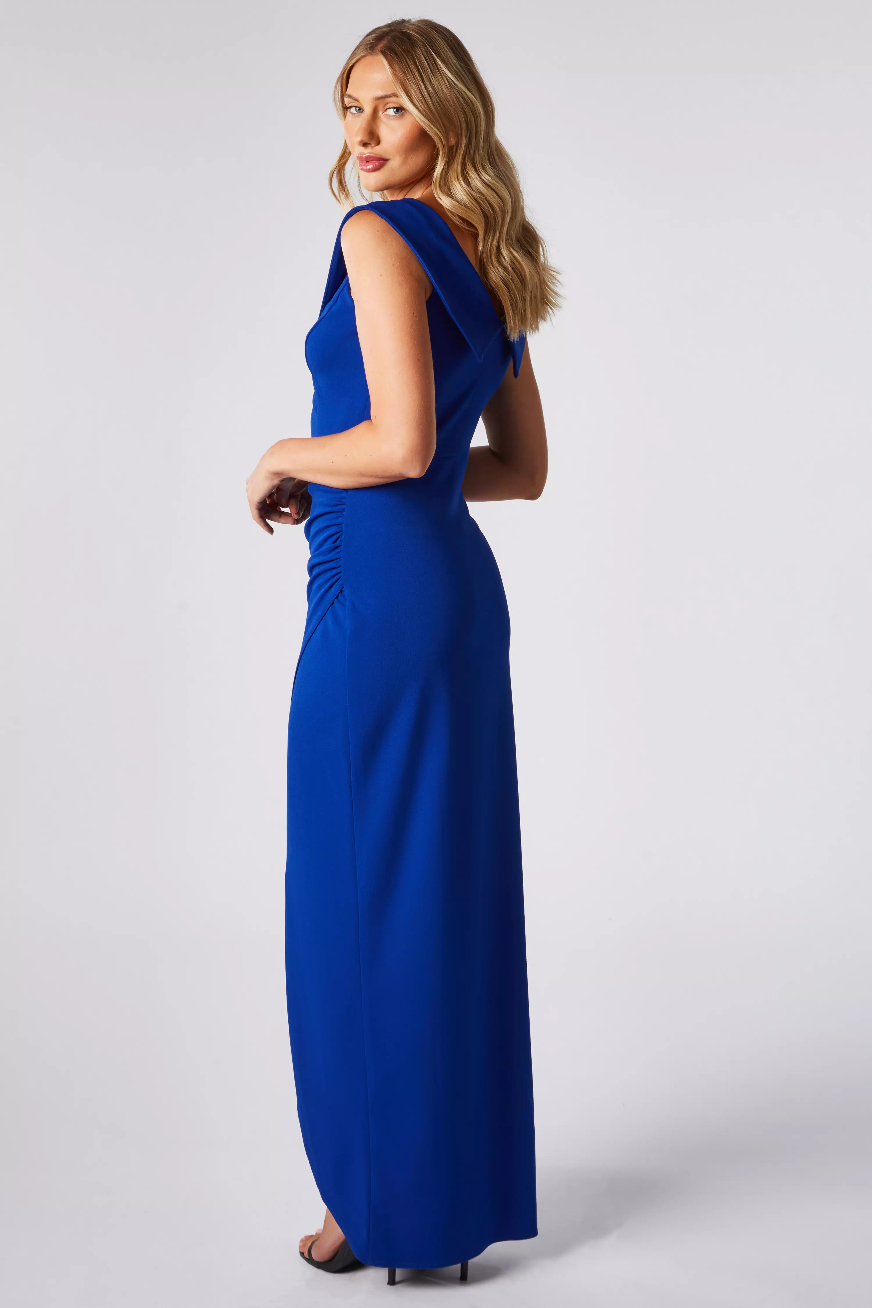 Royal Blue Bardot Wrap Maxi Dress