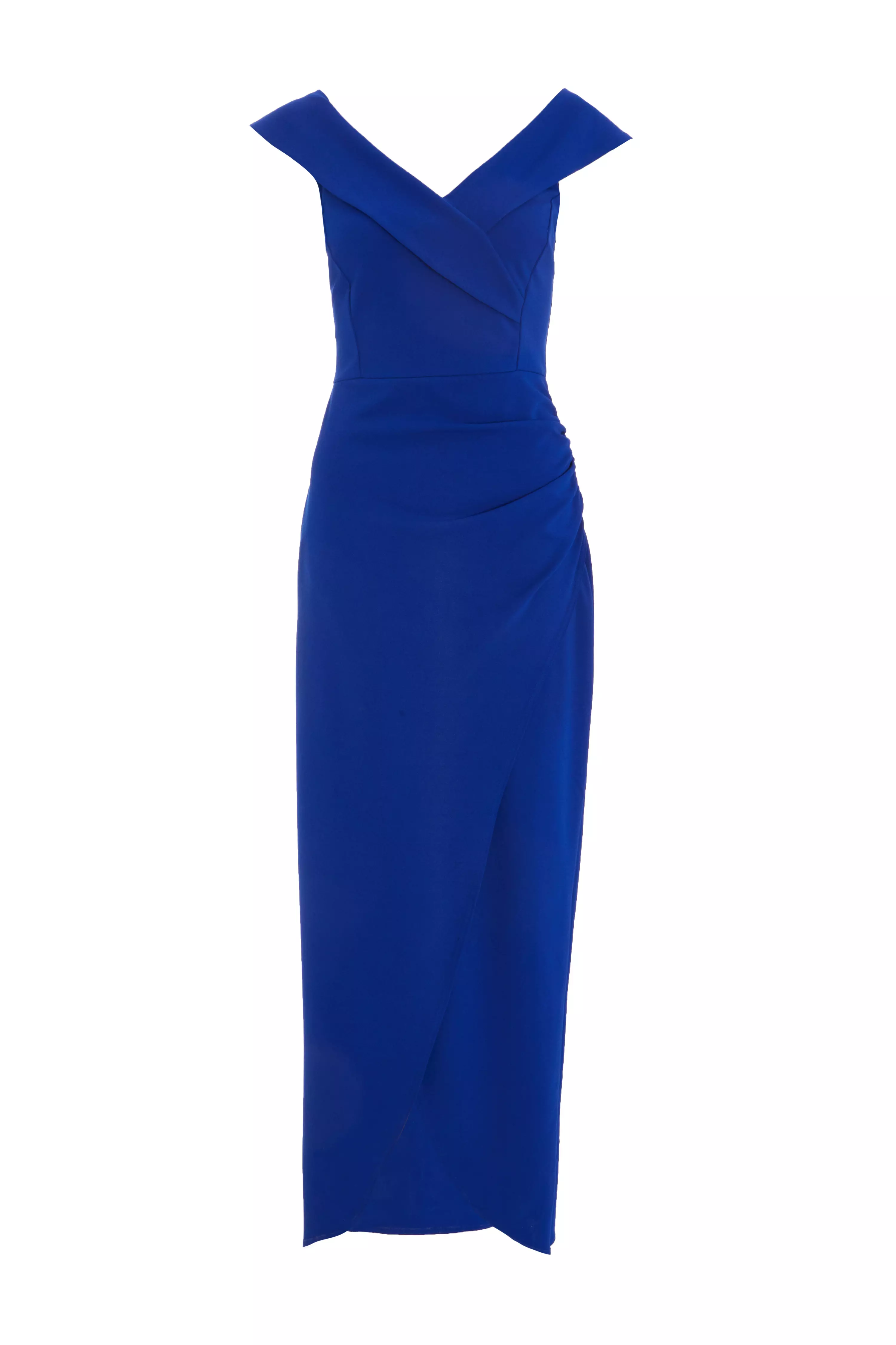 Royal Blue Bardot Wrap Maxi Dress