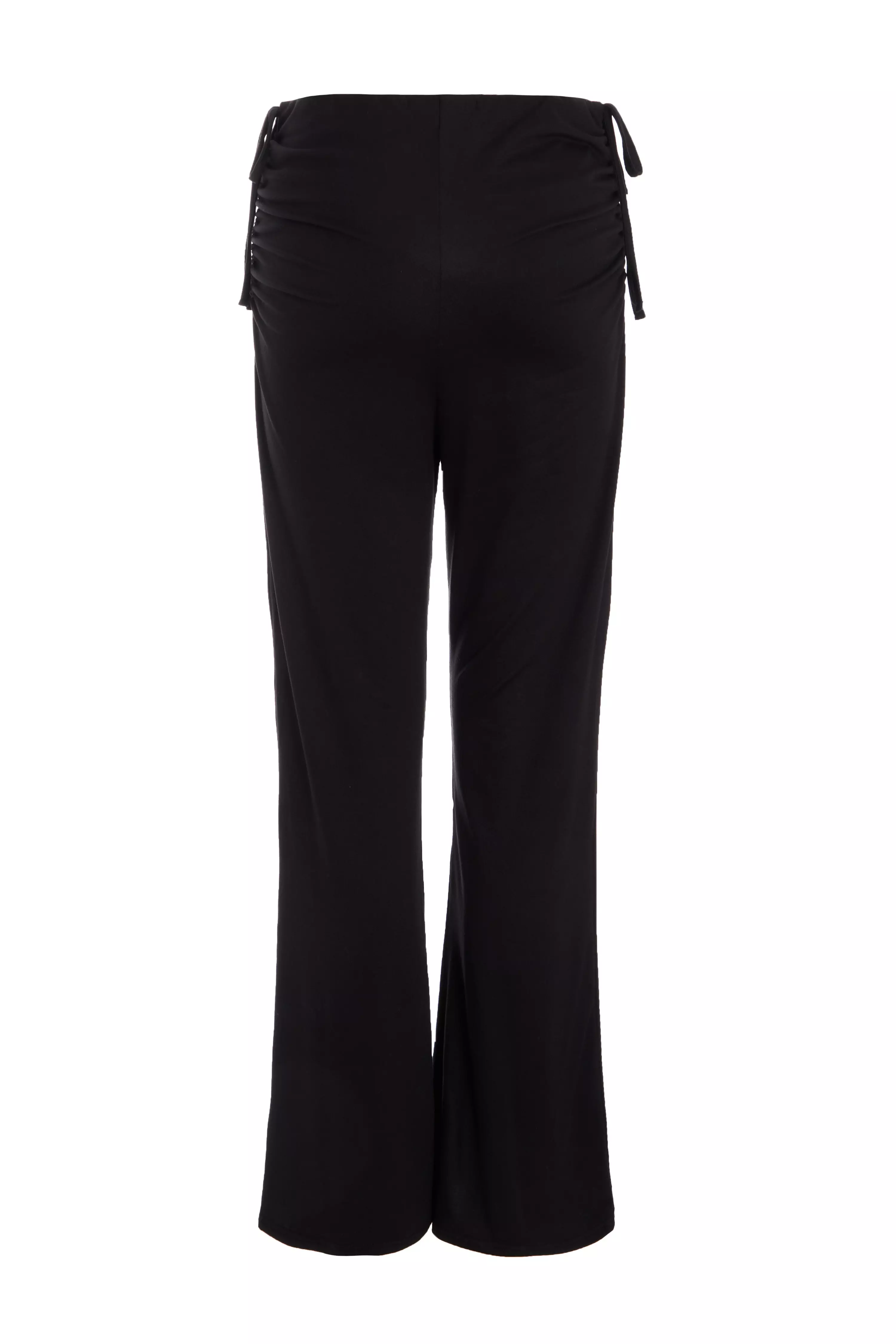 Black Ruched Flared Trousers