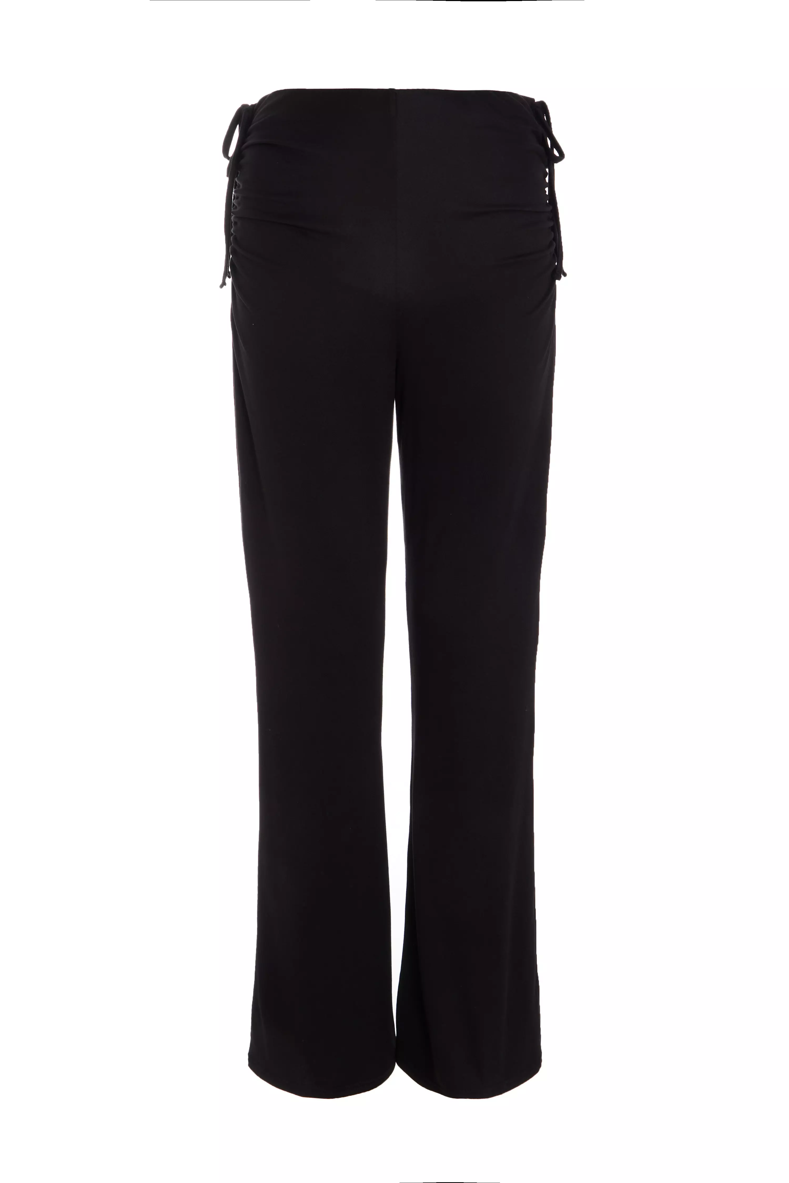 Black Ruched Flared Trousers