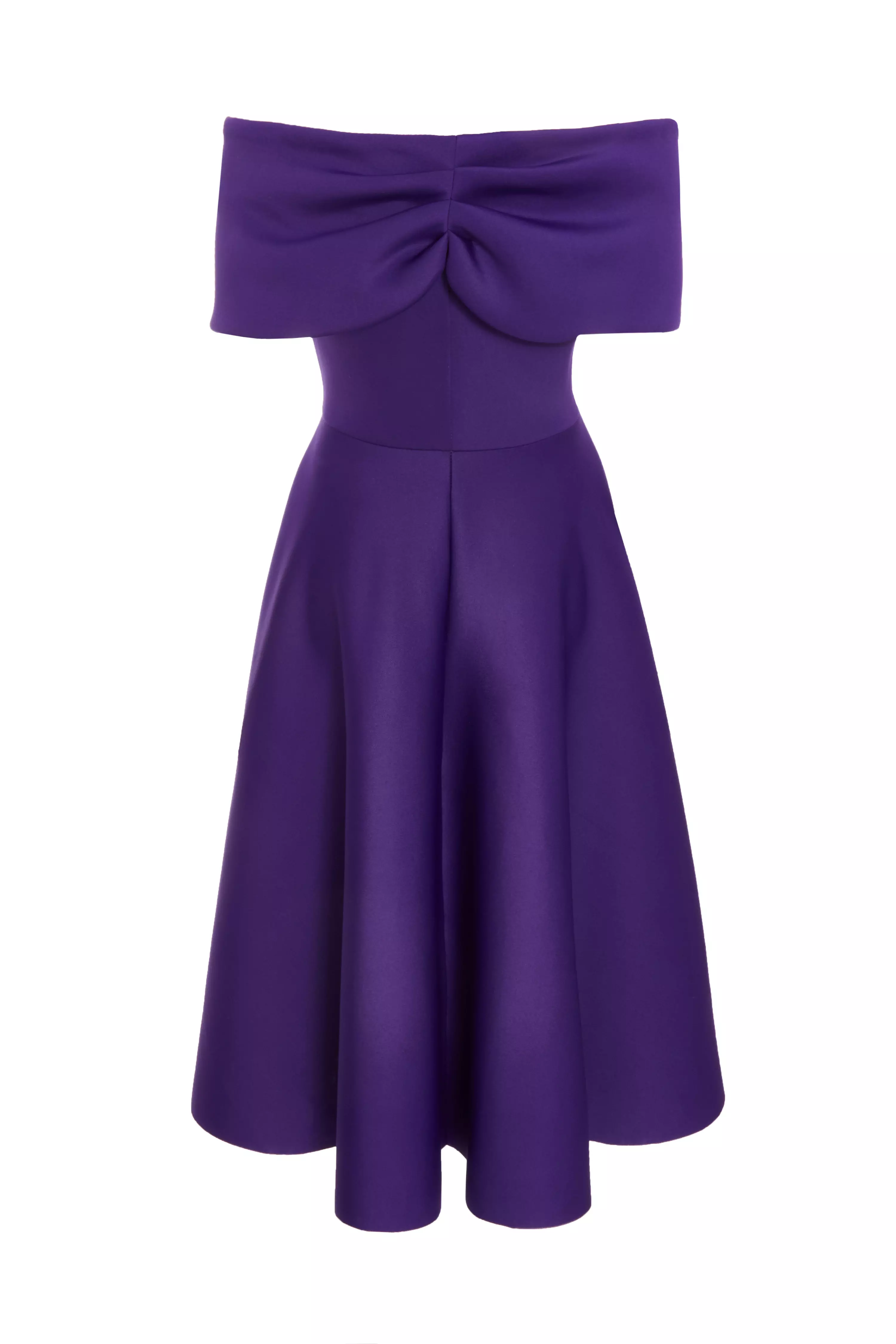 Purple Bardot Skater Midi Dress