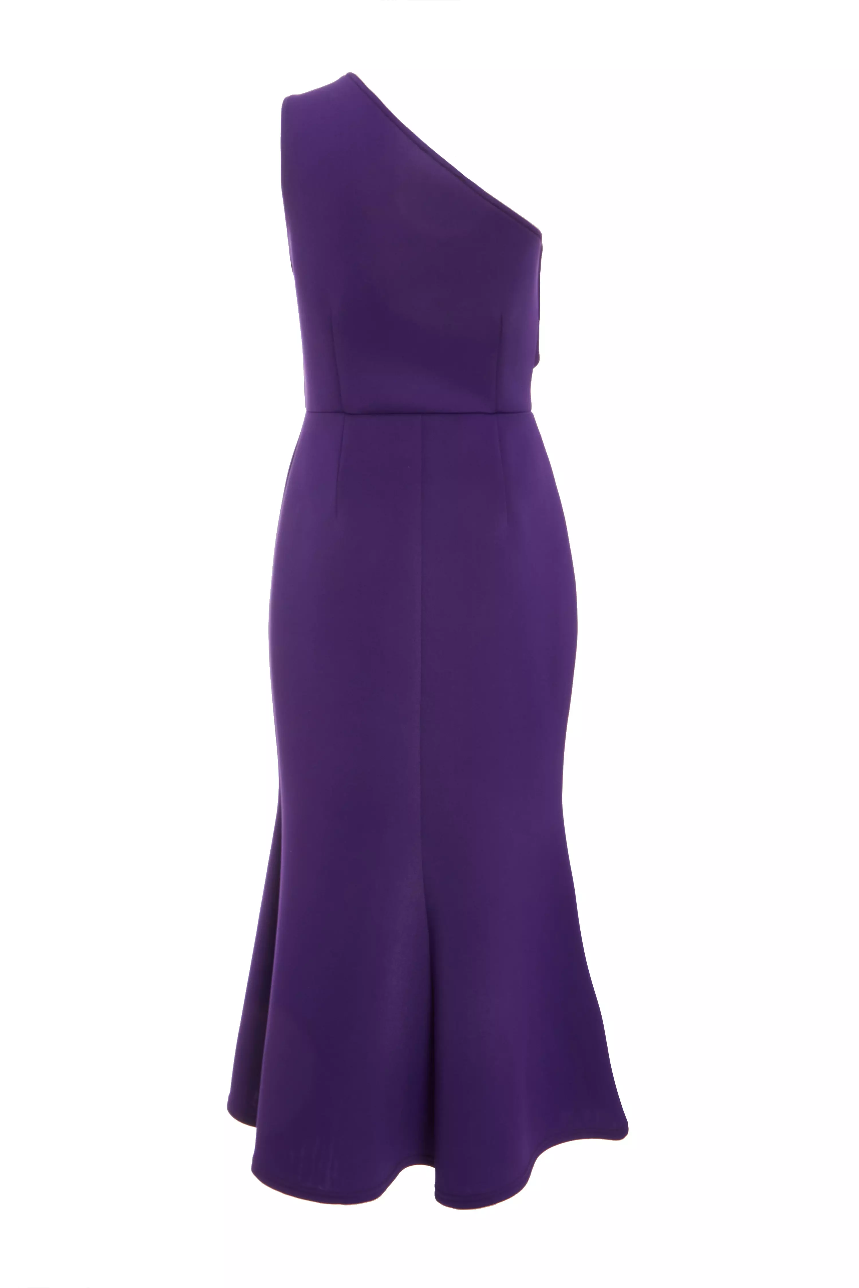 Purple One Shoulder Peplum Midi Dress